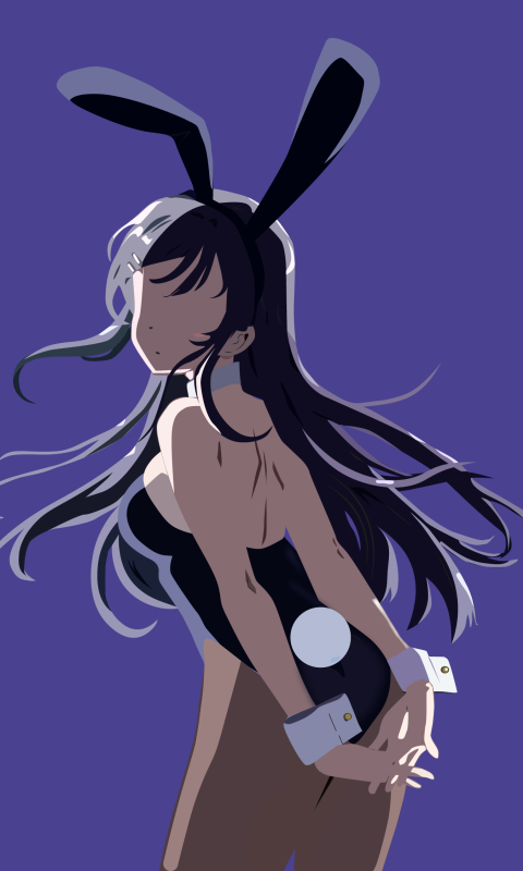 Download mobile wallpaper Anime, Long Hair, Minimalist, Purple Hair, Bunny Ears, Mai Sakurajima, Rascal Does Not Dream Of Bunny Girl Senpai for free.