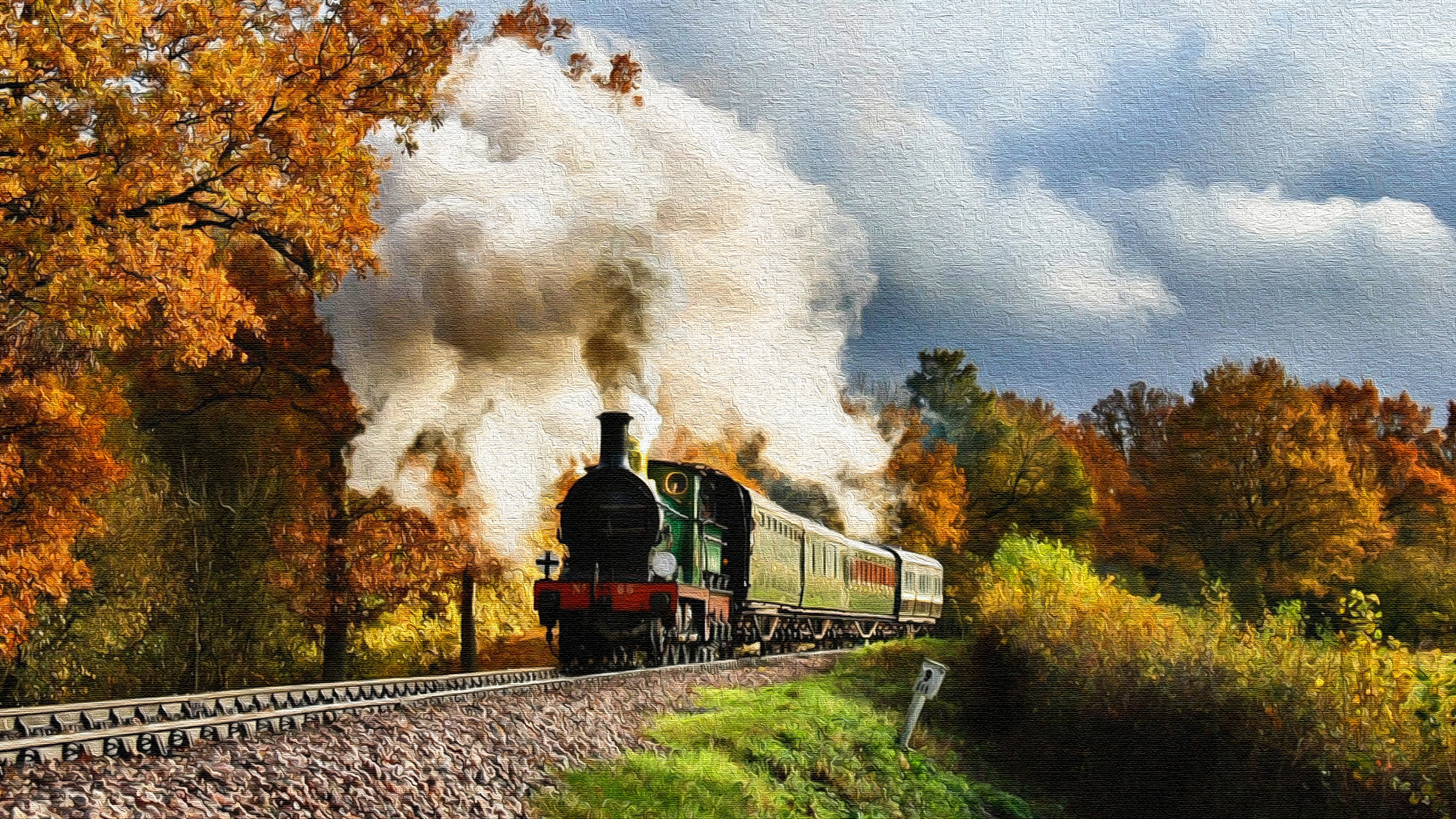 1530735画像をダウンロード乗り物, 蒸気機関車, 秋-壁紙とスクリーンセーバーを無料で