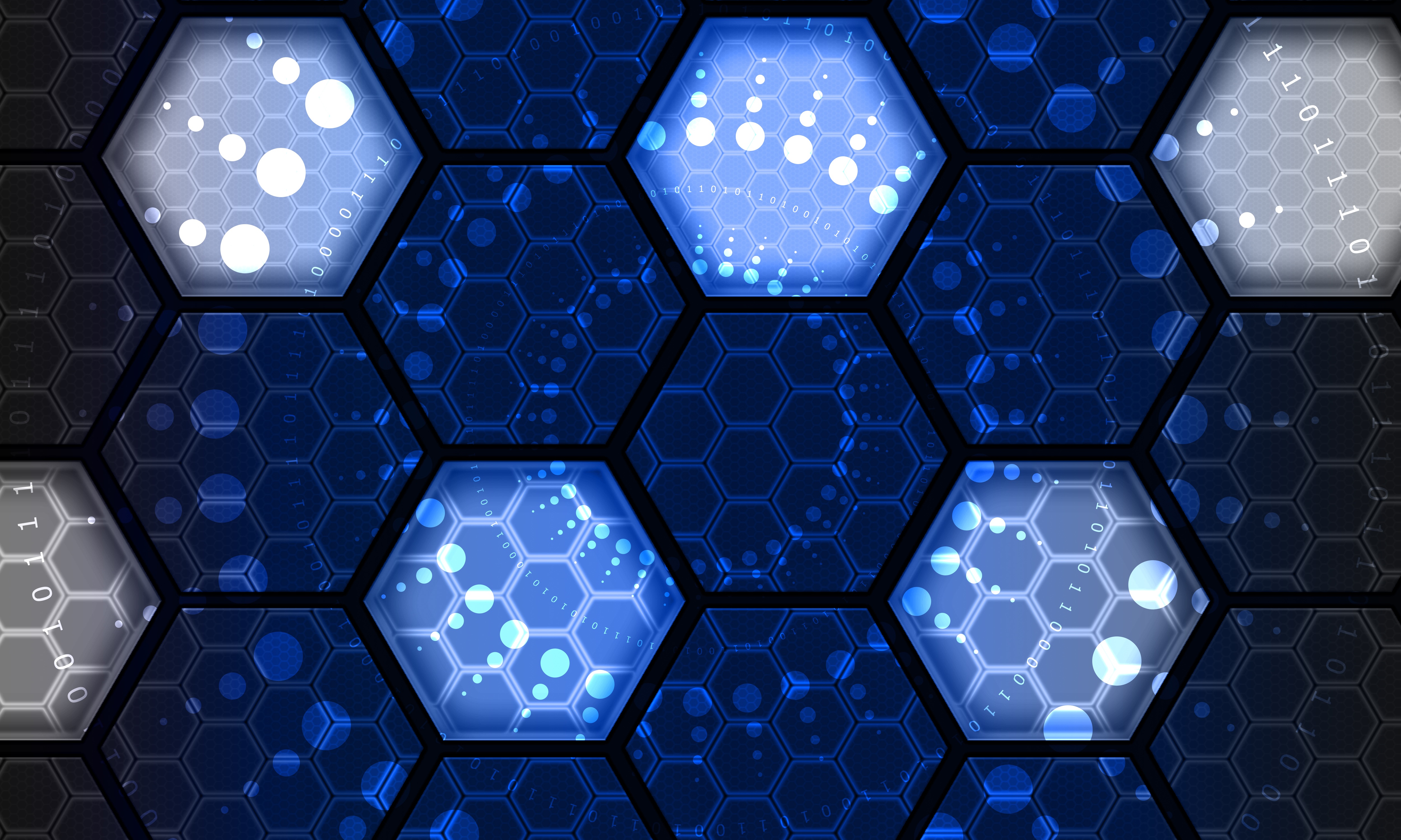 technology, technologies, abstract, numbers, hexagons, net, hexagonals Panoramic Wallpaper