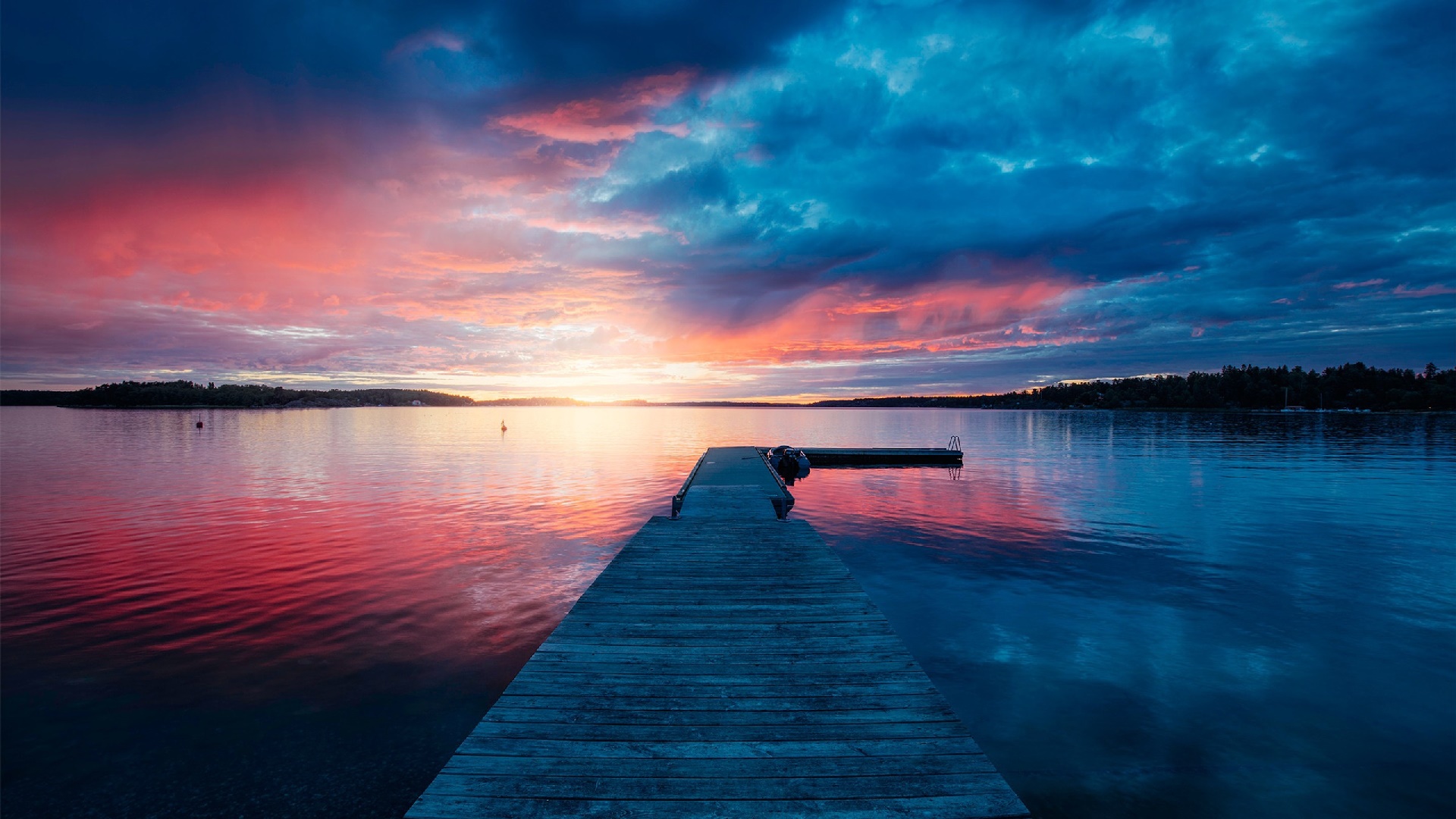 Baixar papel de parede para celular de Pôr Do Sol, Lago, Píer, Nuvem, Feito Pelo Homem gratuito.