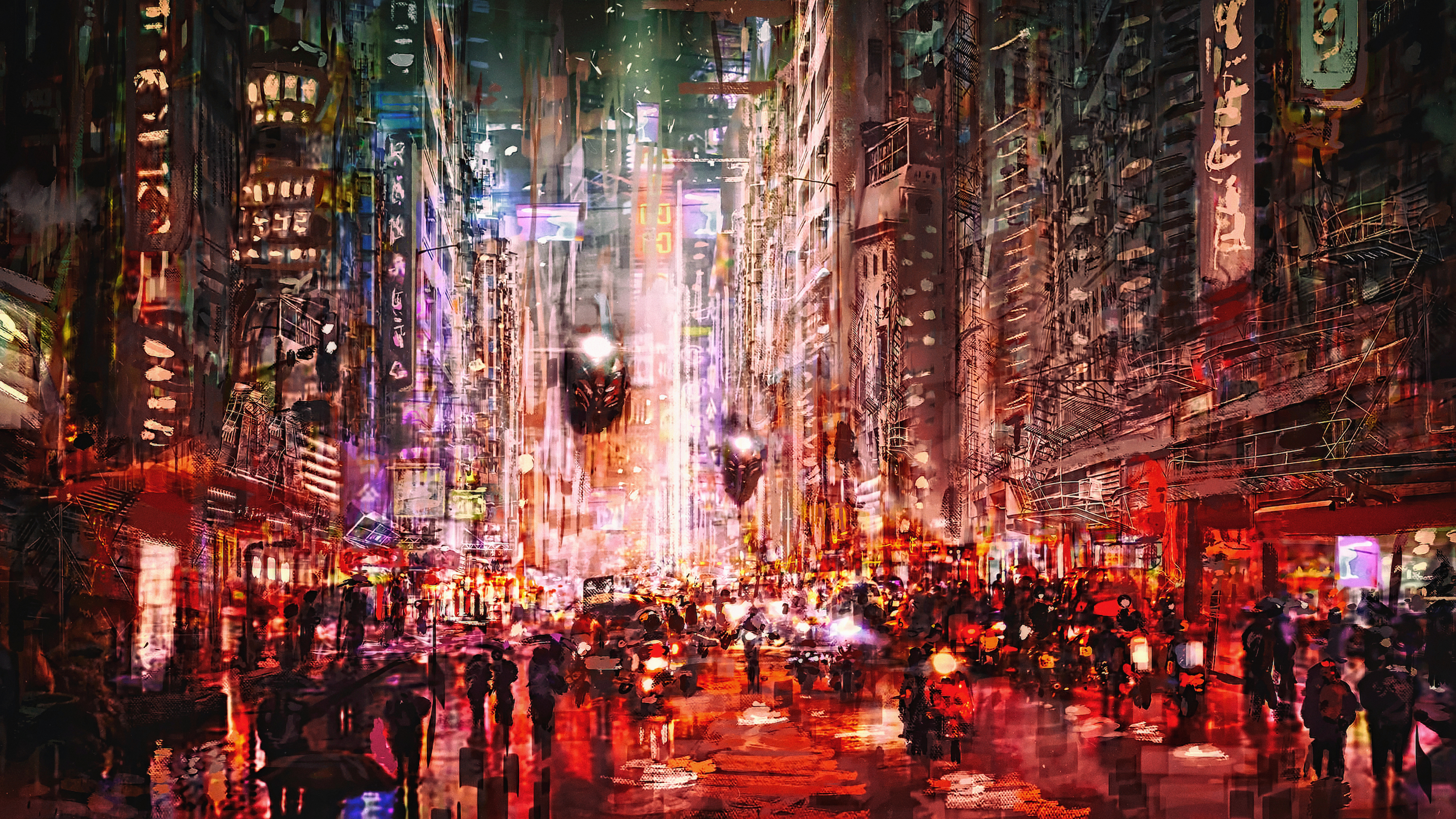 Download mobile wallpaper People, City, Cyberpunk, Sci Fi, Futuristic for free.