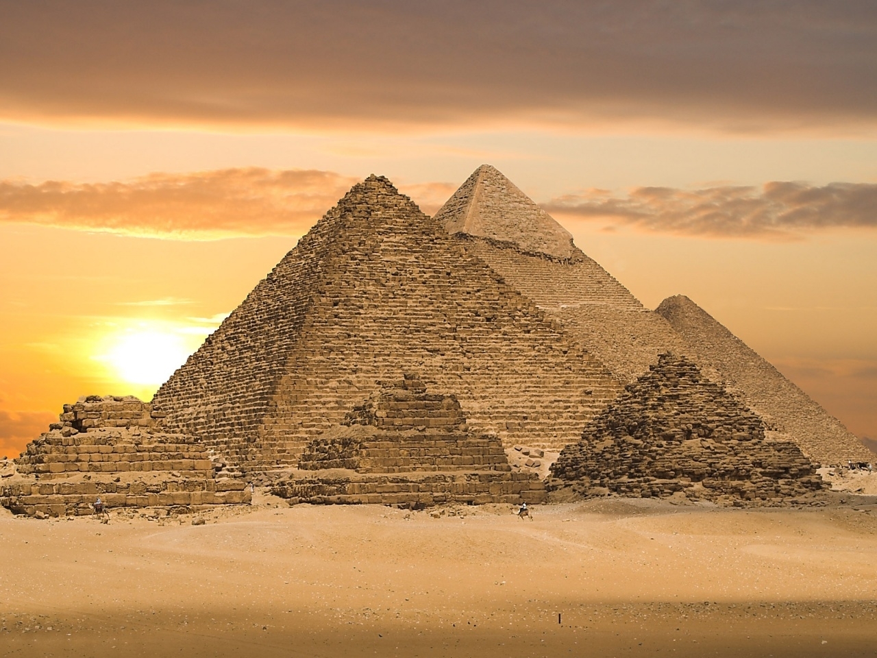 40819 Hintergrundbild herunterladen landschaft, pyramiden, orange - Bildschirmschoner und Bilder kostenlos
