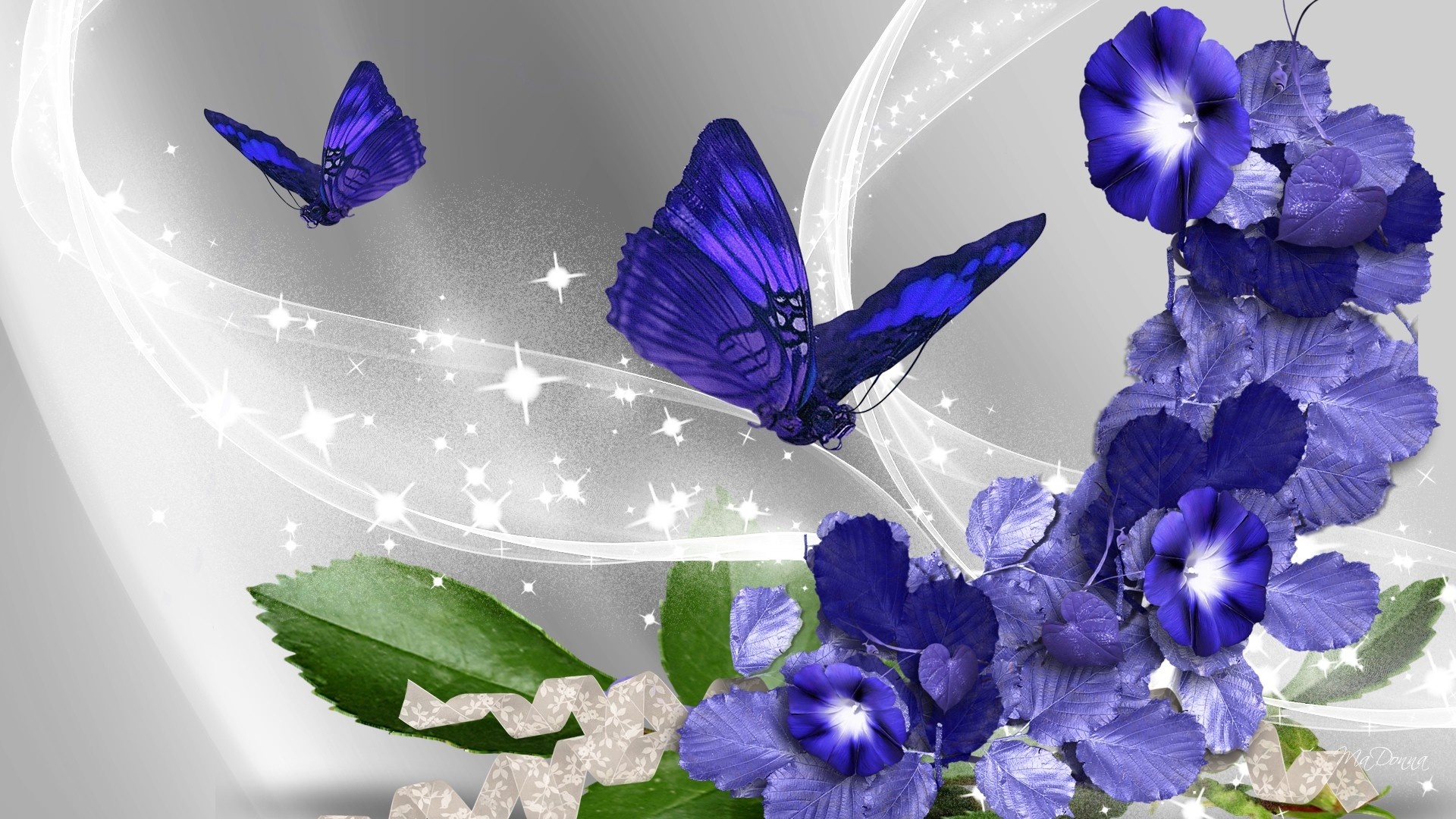 Free download wallpaper Flowers, Flower, Butterfly, Artistic on your PC desktop