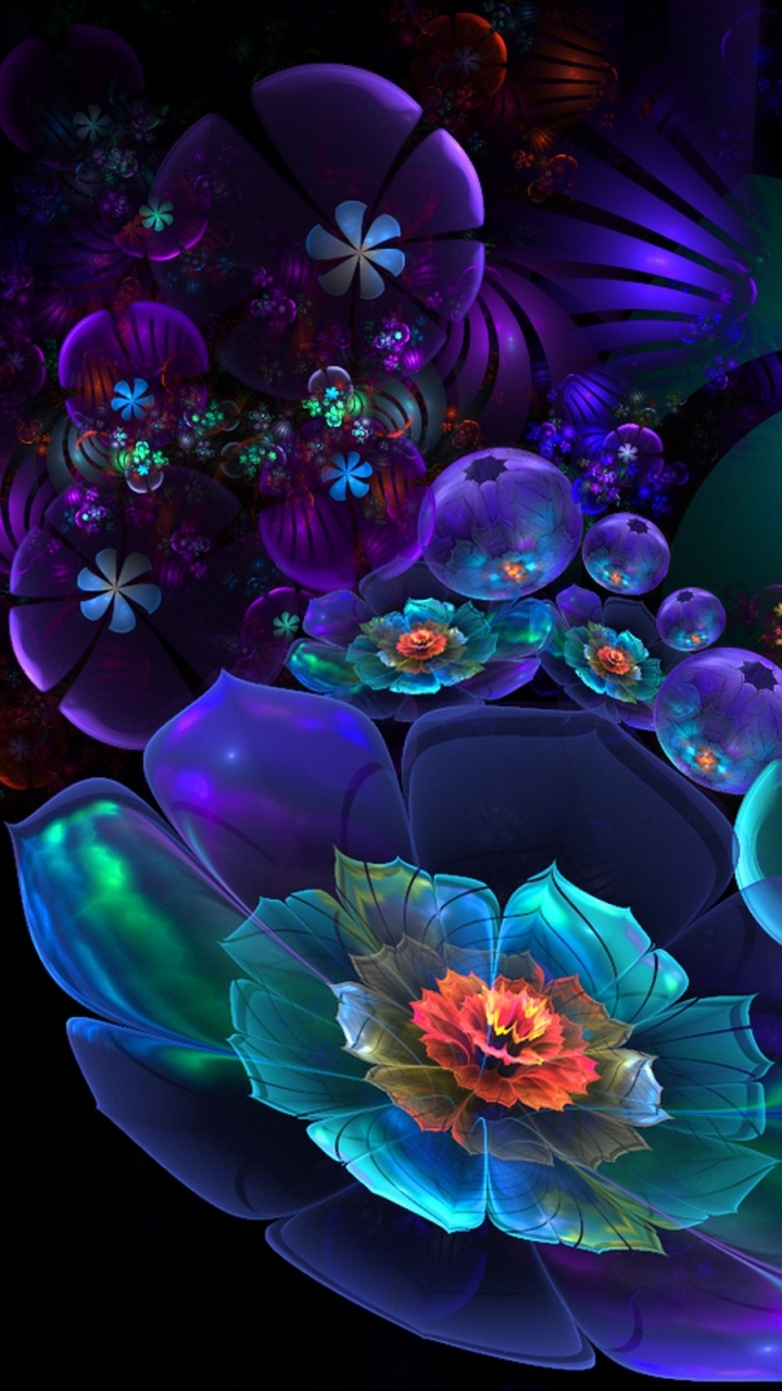 Descarga gratuita de fondo de pantalla para móvil de Flores, Violeta, Flor, Neón, Púrpura, Artístico.