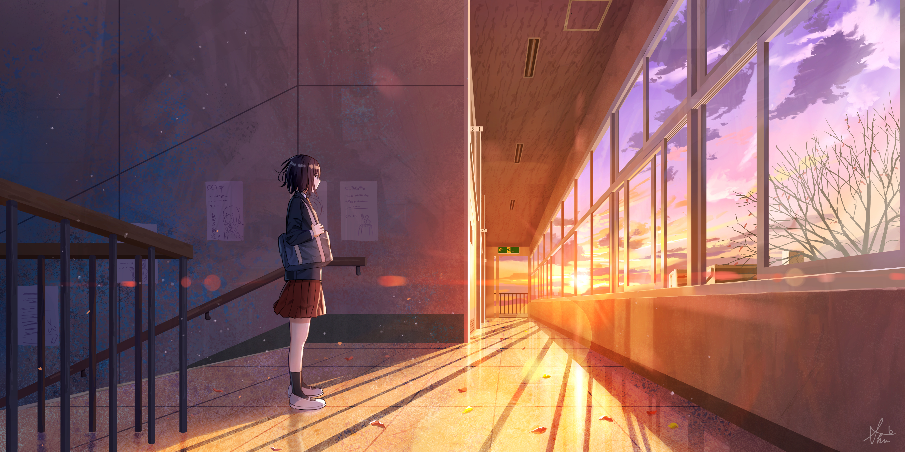 Laden Sie das Mädchen, Sonnenuntergang, Animes-Bild kostenlos auf Ihren PC-Desktop herunter