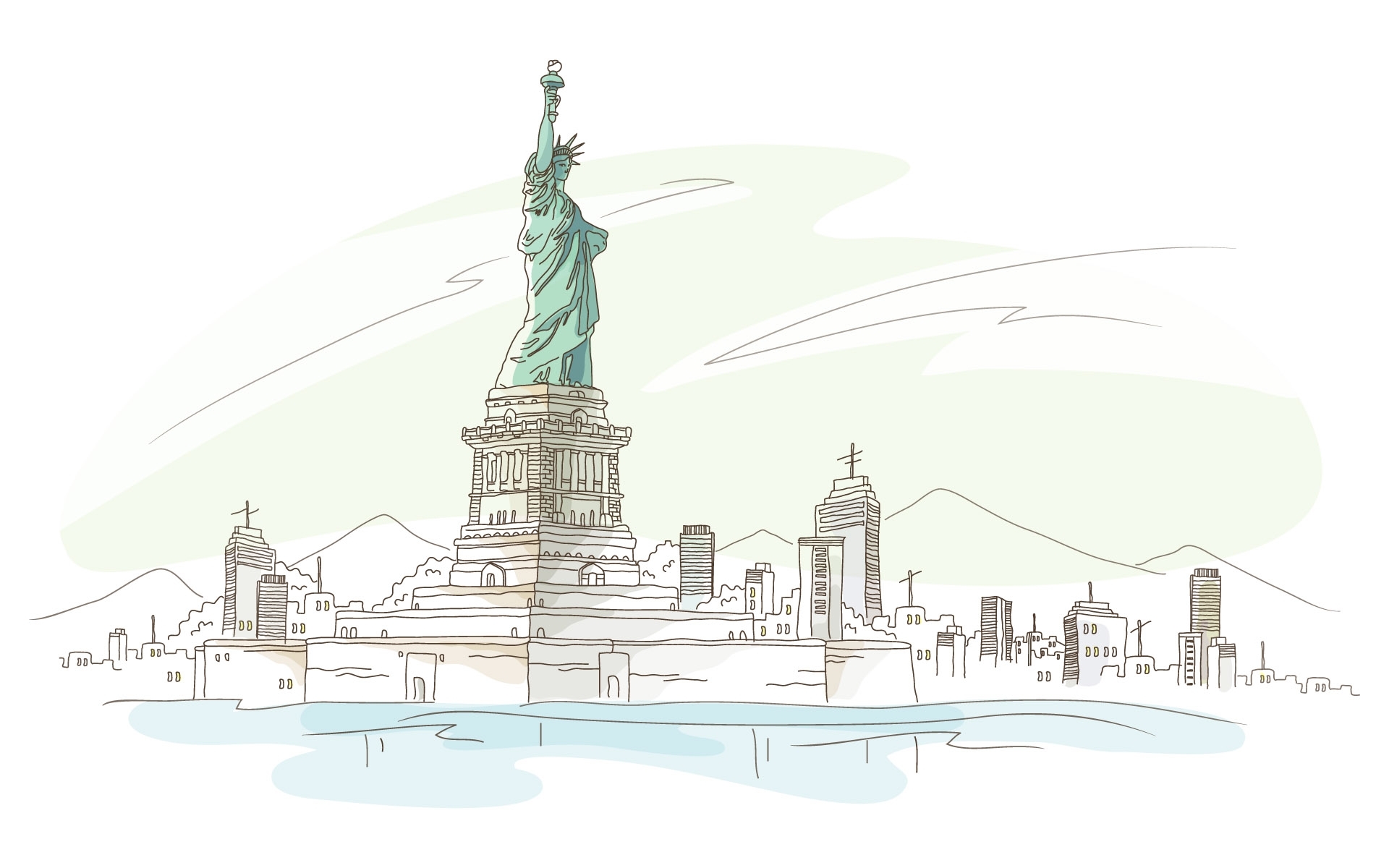 Handy-Wallpaper Statue Of Liberty, Landschaft, Bilder kostenlos herunterladen.
