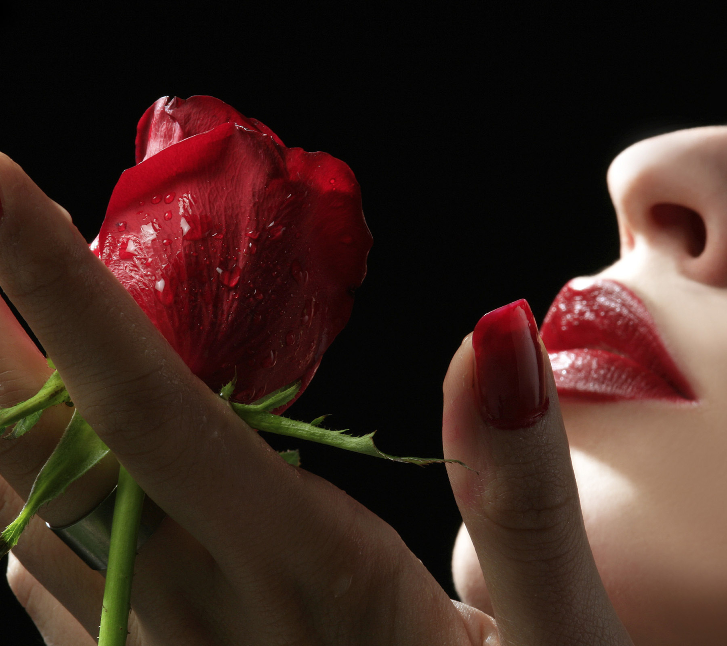 Download mobile wallpaper Rose, Artistic, Women, Lips for free.