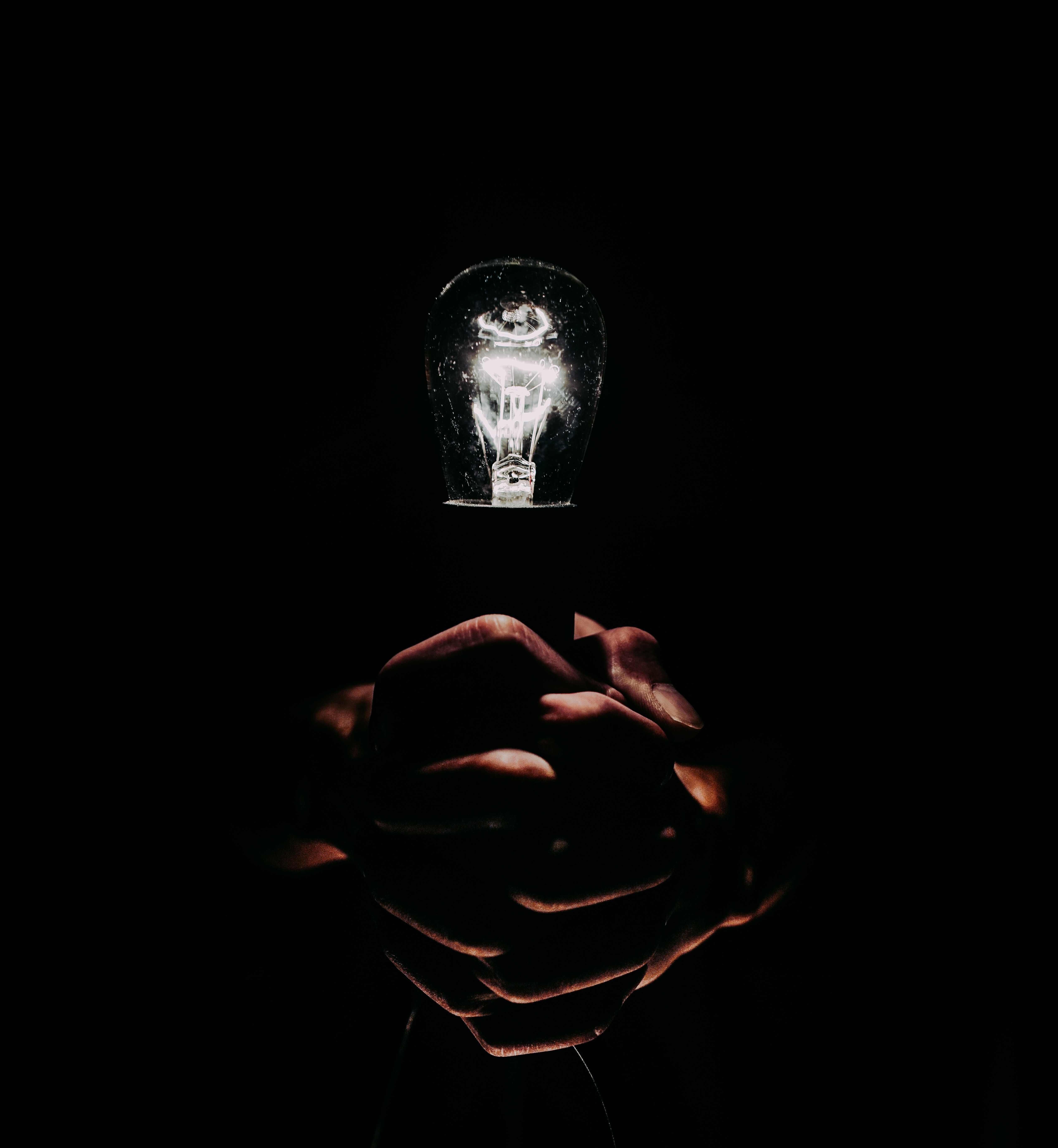 dark, shine, light, hands, darkness, fingers, light bulb, electric