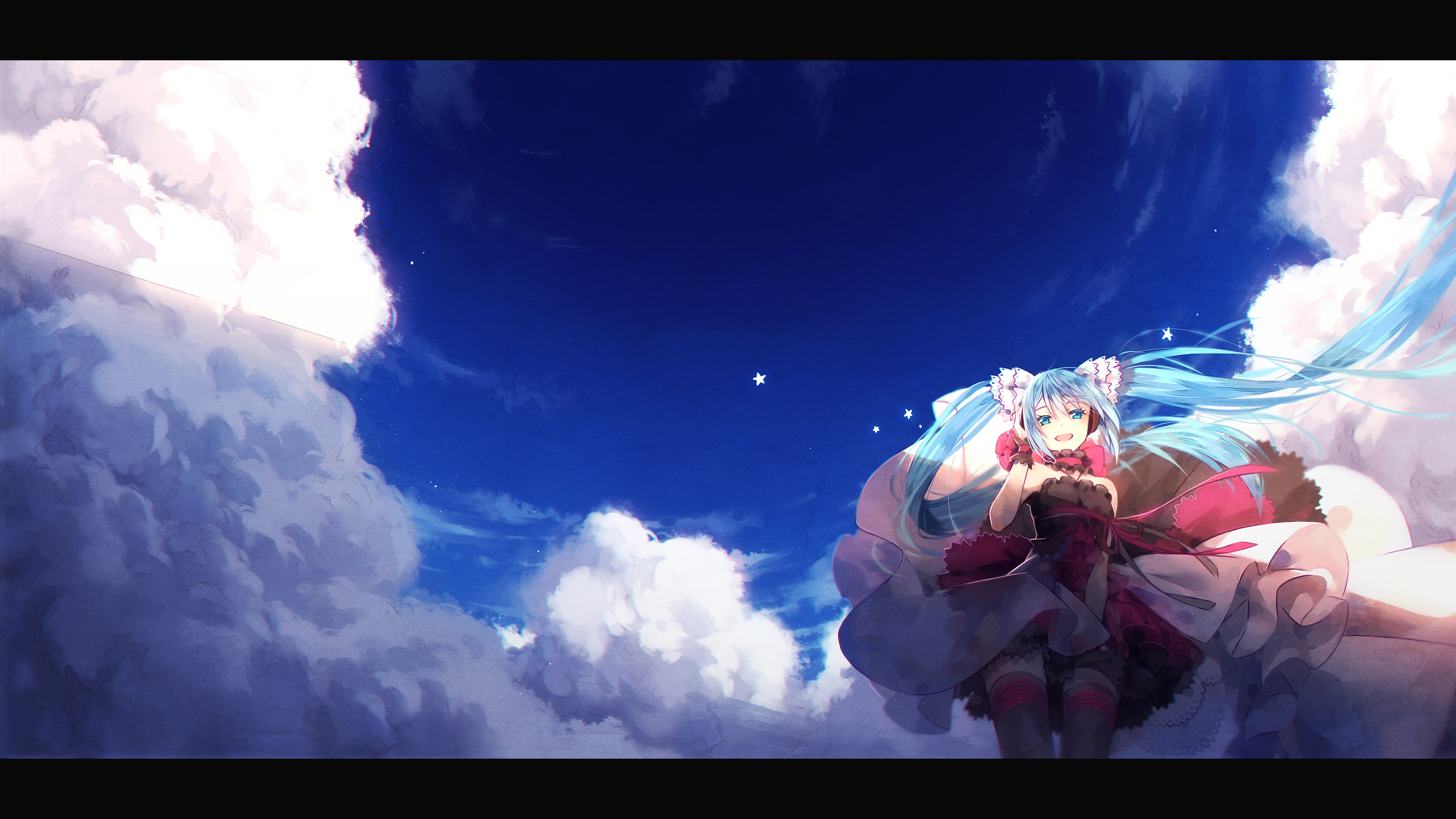 Free download wallpaper Anime, Sky, Vocaloid, Hatsune Miku on your PC desktop