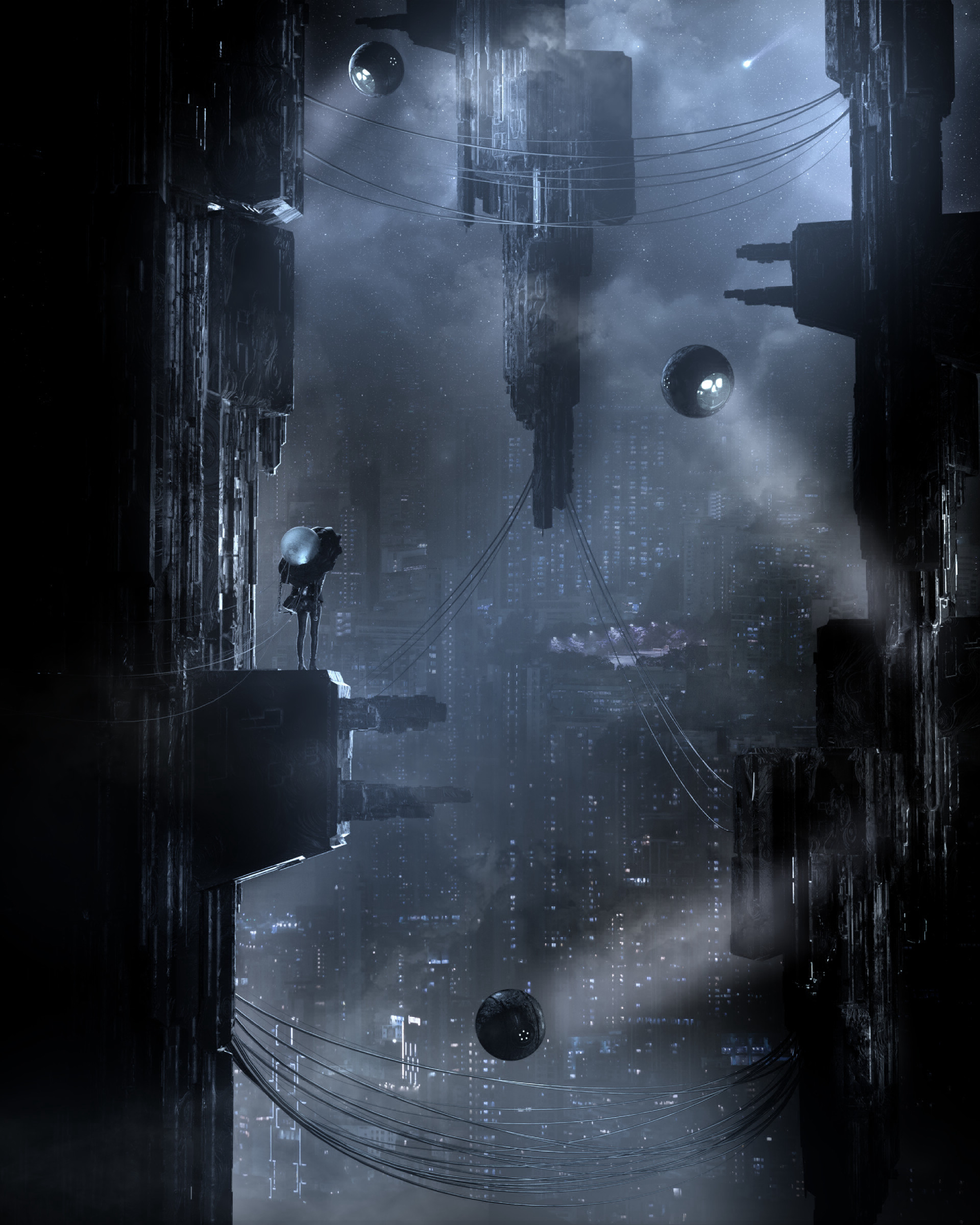 cyberpunk, futurism, dark, sci fi, city