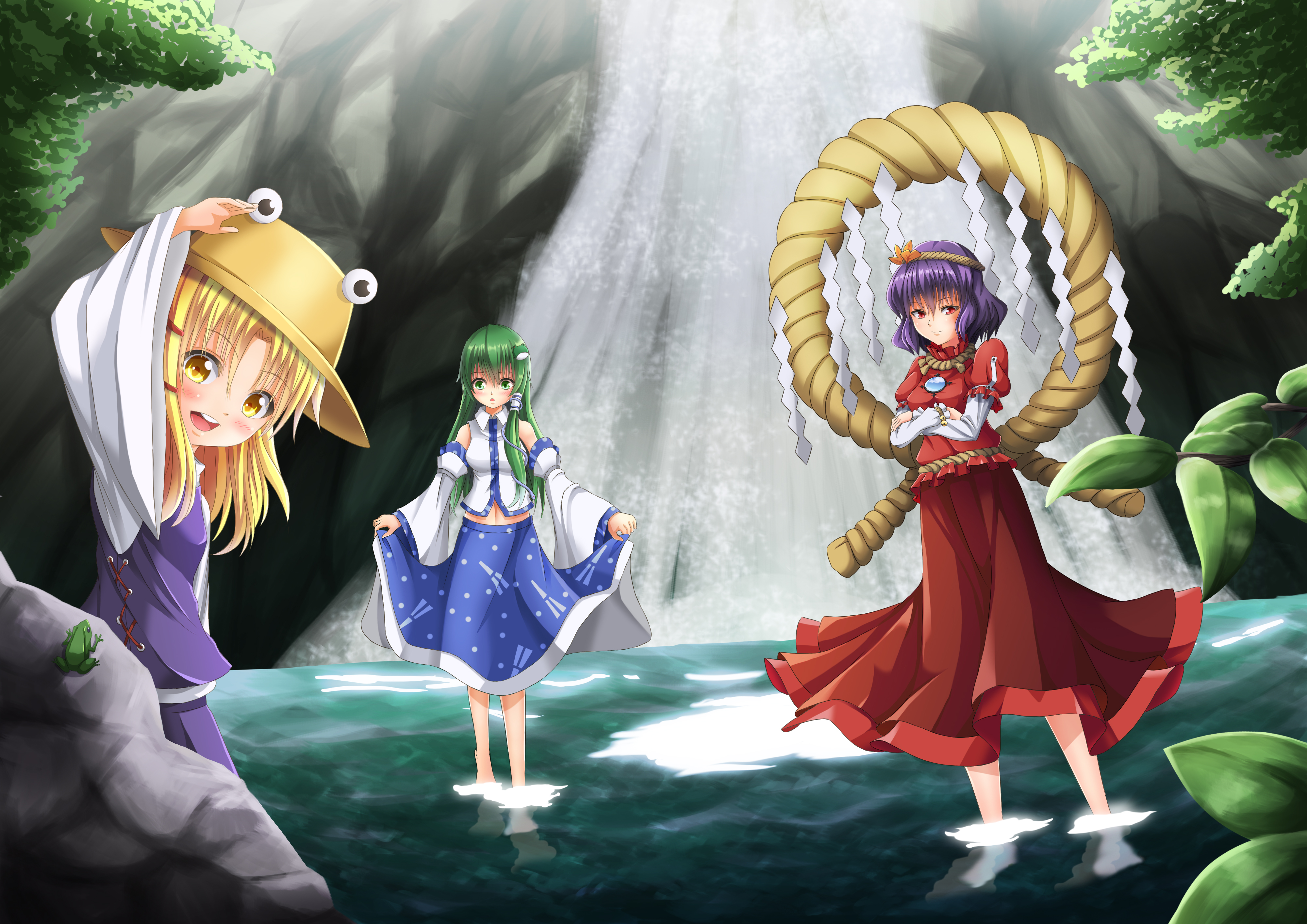 Free download wallpaper Anime, Touhou, Sanae Kochiya, Kanako Yasaka, Suwako Moriya on your PC desktop