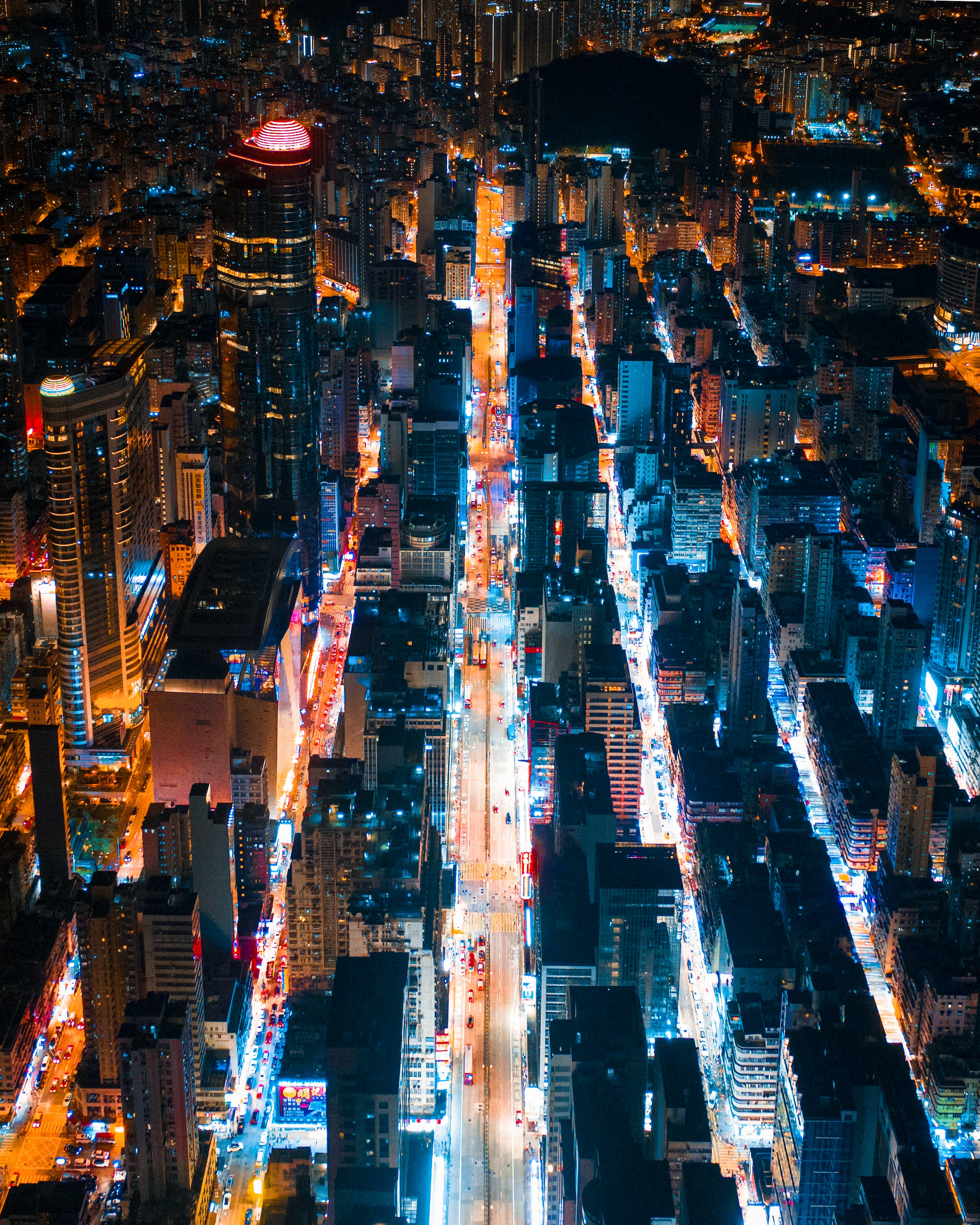 hong kong, cities, building, lights, road, night city, hong kong s a r download HD wallpaper