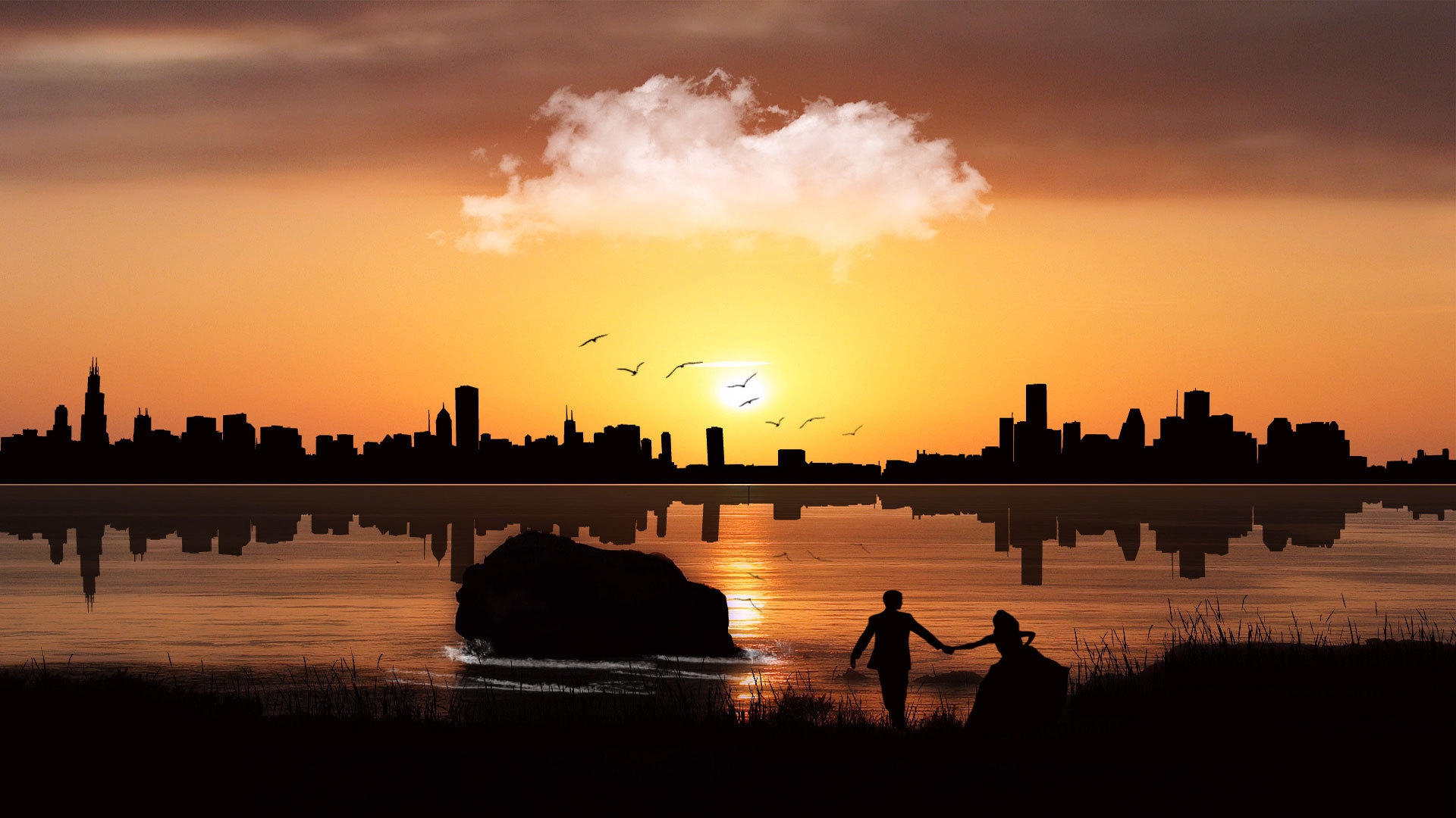 Laden Sie das Sunset, Landschaft, Menschen-Bild kostenlos auf Ihren PC-Desktop herunter