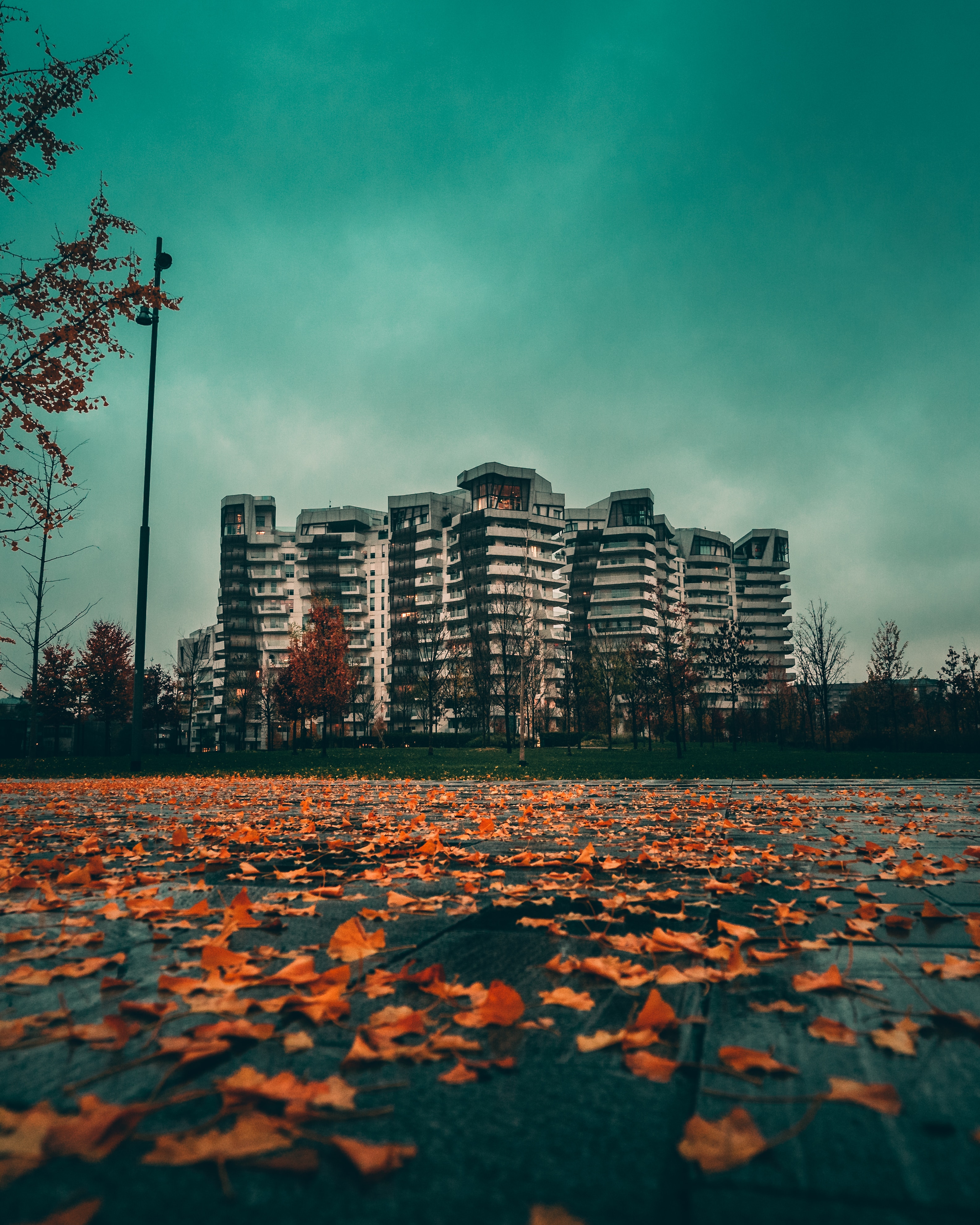 Free download wallpaper Cities, Autumn, Leaves, City, Building on your PC desktop