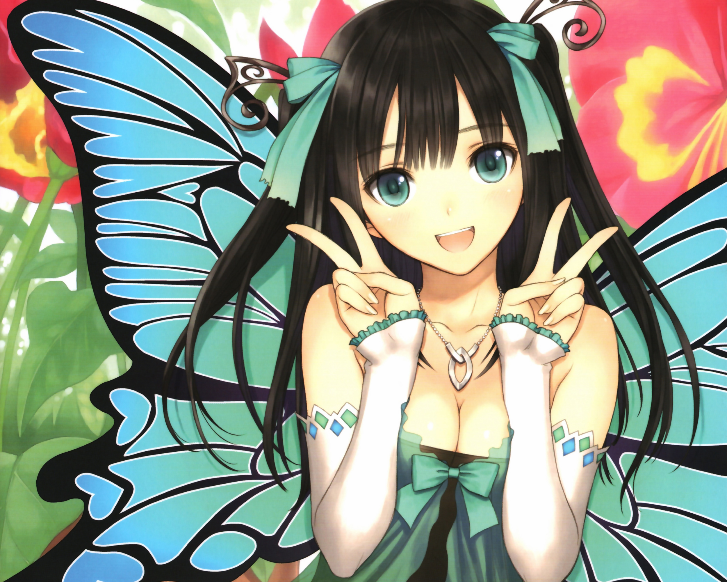 Laden Sie das Schmetterlinge, Gänseblümchen, Original, Animes-Bild kostenlos auf Ihren PC-Desktop herunter