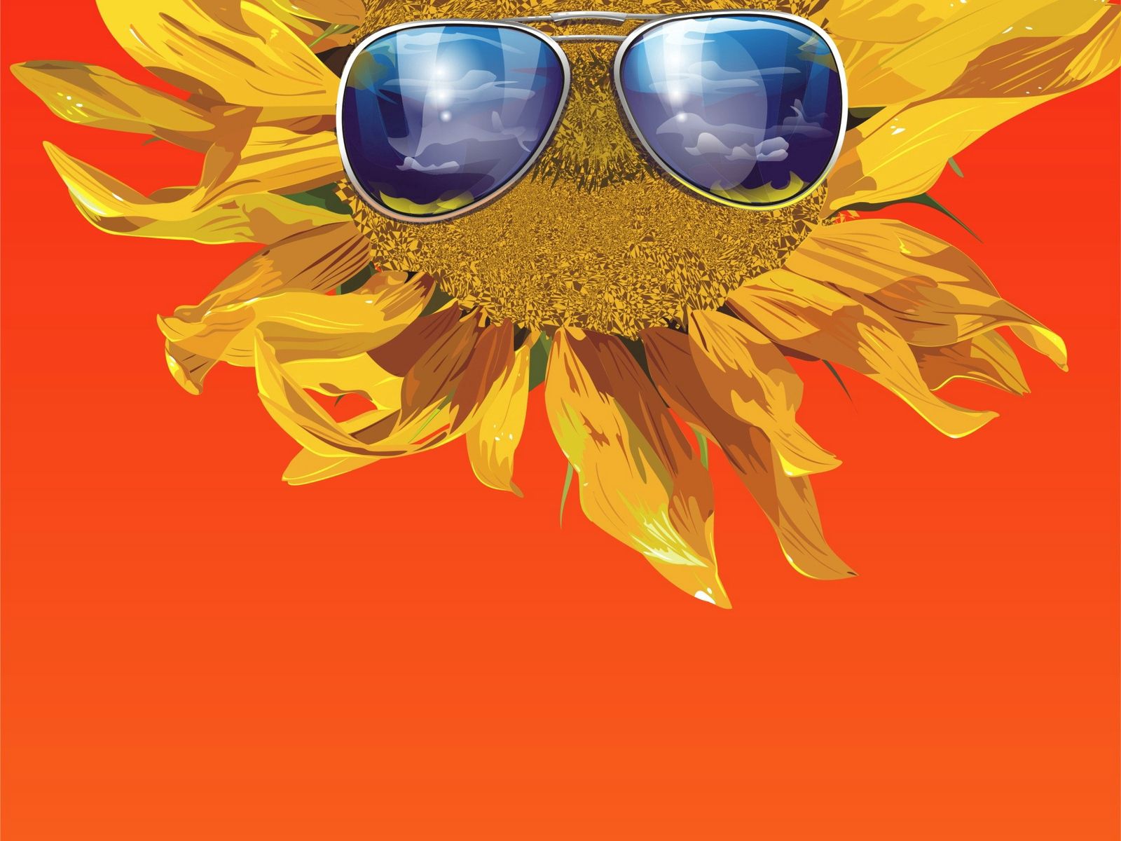 vector, flower, sunflower, glasses, spectacles