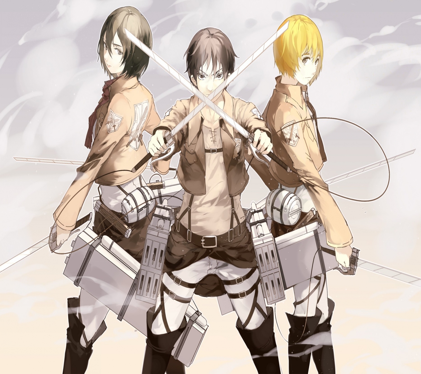 Download mobile wallpaper Anime, Armin Arlert, Eren Yeager, Mikasa Ackerman, Attack On Titan for free.