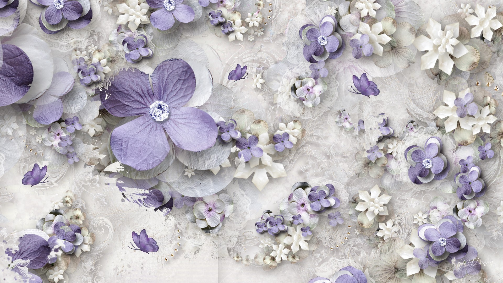 Download mobile wallpaper Flowers, Flower, Purple, Artistic, Diamond for free.