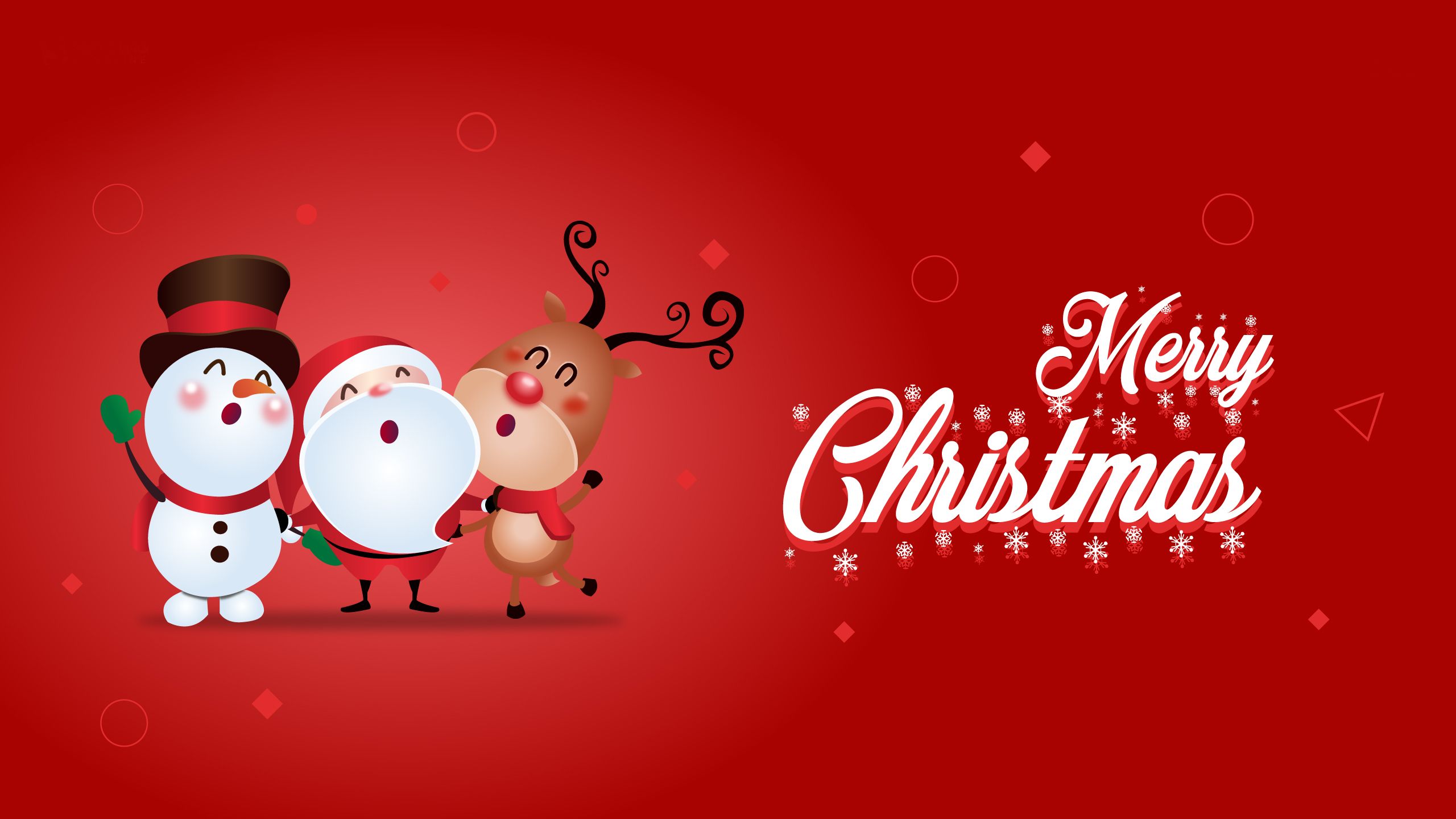 Download mobile wallpaper Snowman, Christmas, Holiday, Deer, Santa, Merry Christmas, Reindeer for free.
