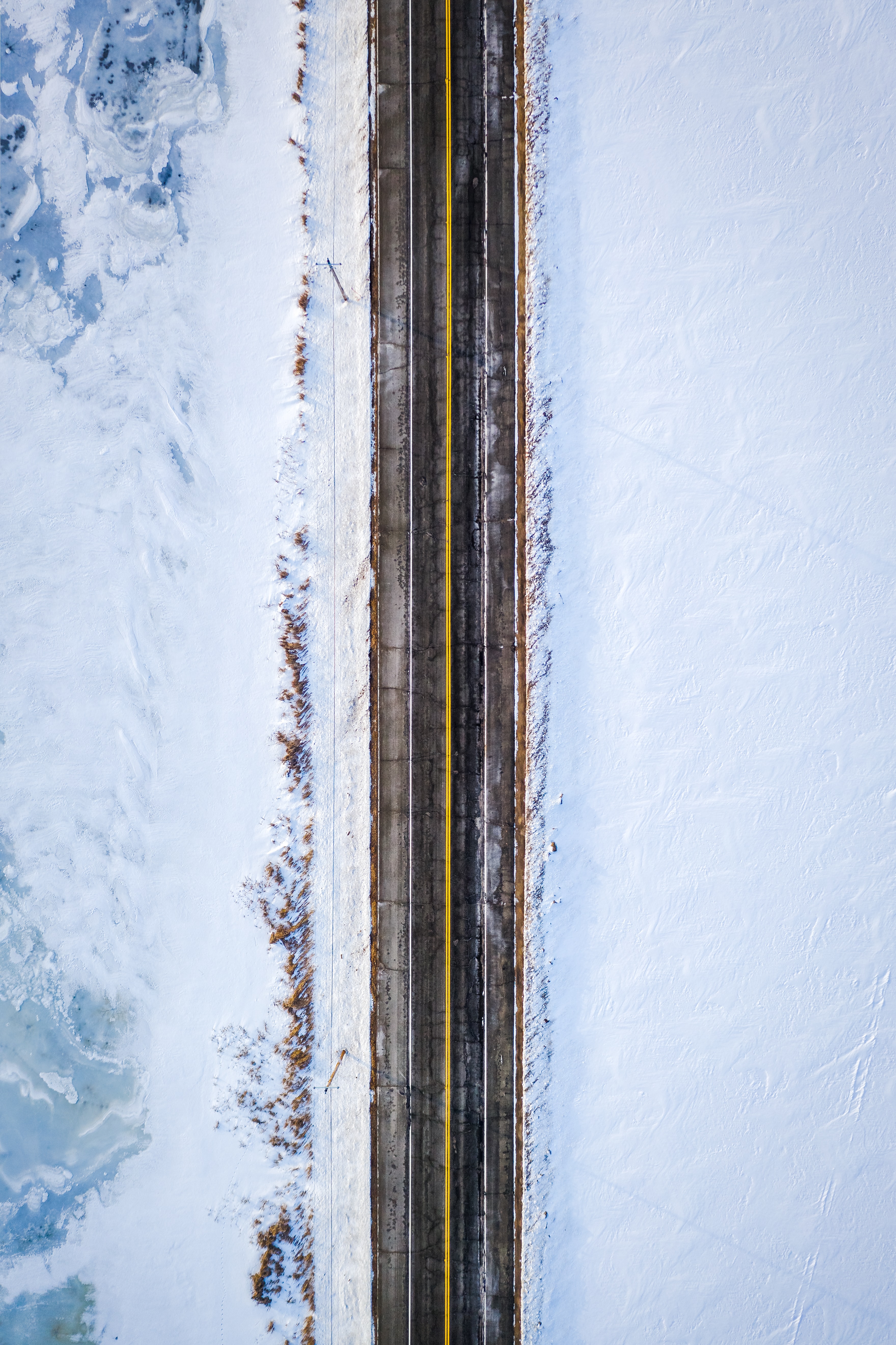 無料モバイル壁紙道路, マークアップ, 自然, 雪, 上から見る, 道をダウンロードします。