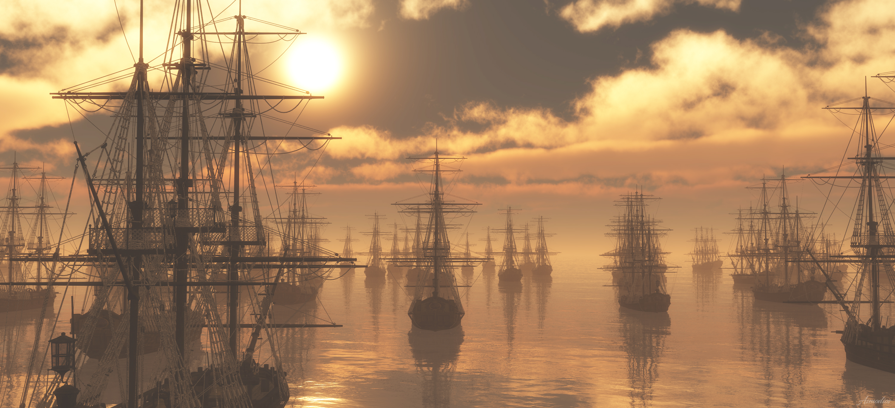 Download mobile wallpaper Sea, Sunrise, Ship, Vehicles, Sailing Ship for free.