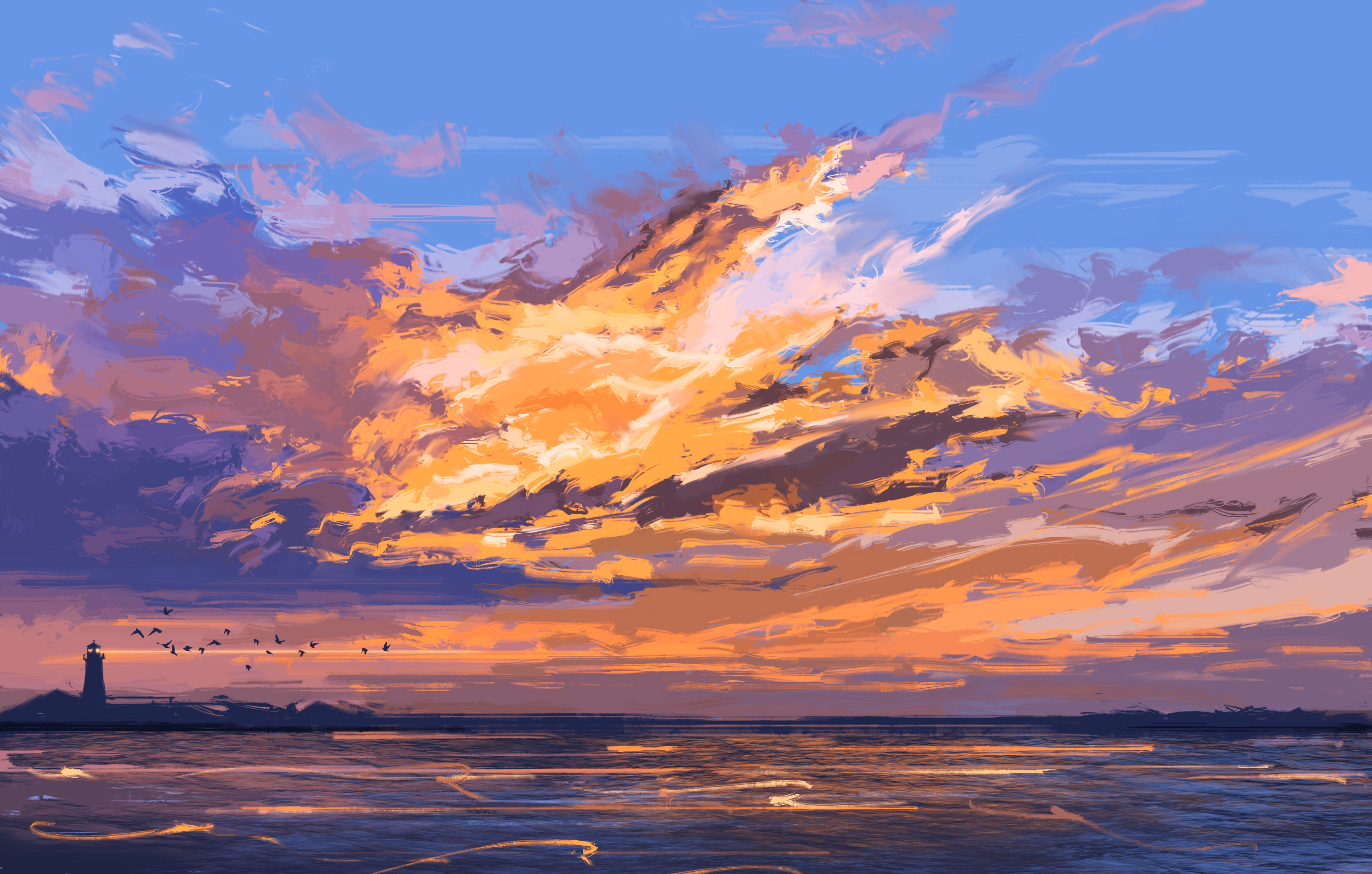 Laden Sie das Landschaft, Leuchtturm, Himmel, Künstlerisch-Bild kostenlos auf Ihren PC-Desktop herunter
