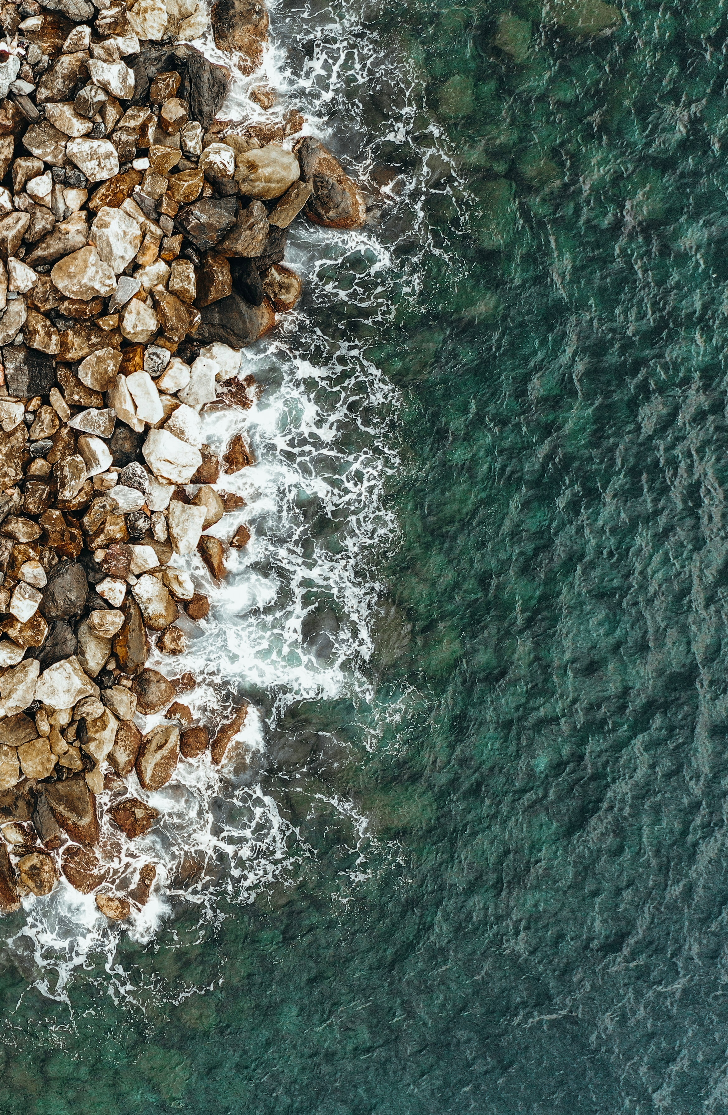 Download mobile wallpaper Nature, View From Above, Stones, Sea, Coast, Water for free.