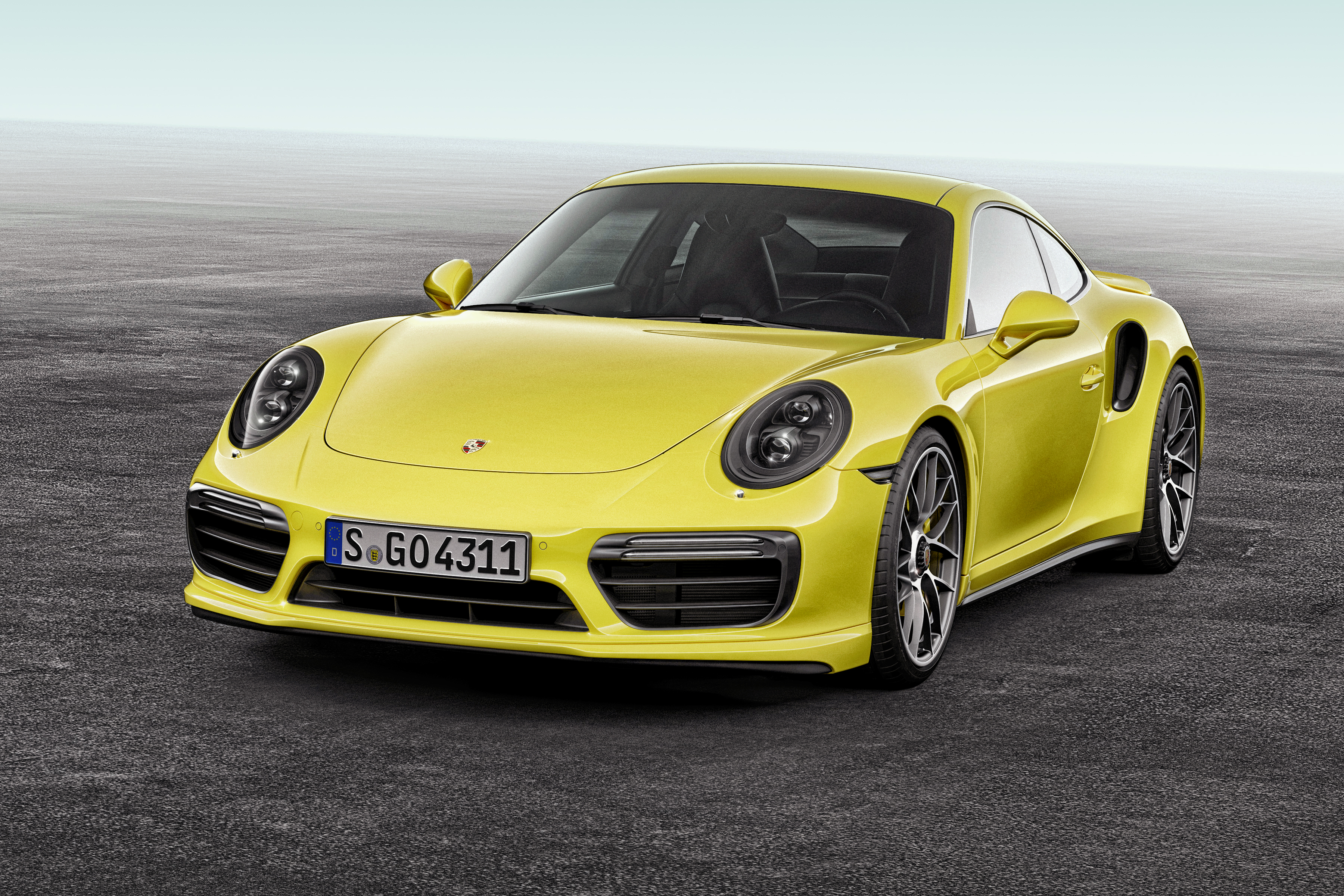 cars, porsche, yellow, front view, 911, turbo s