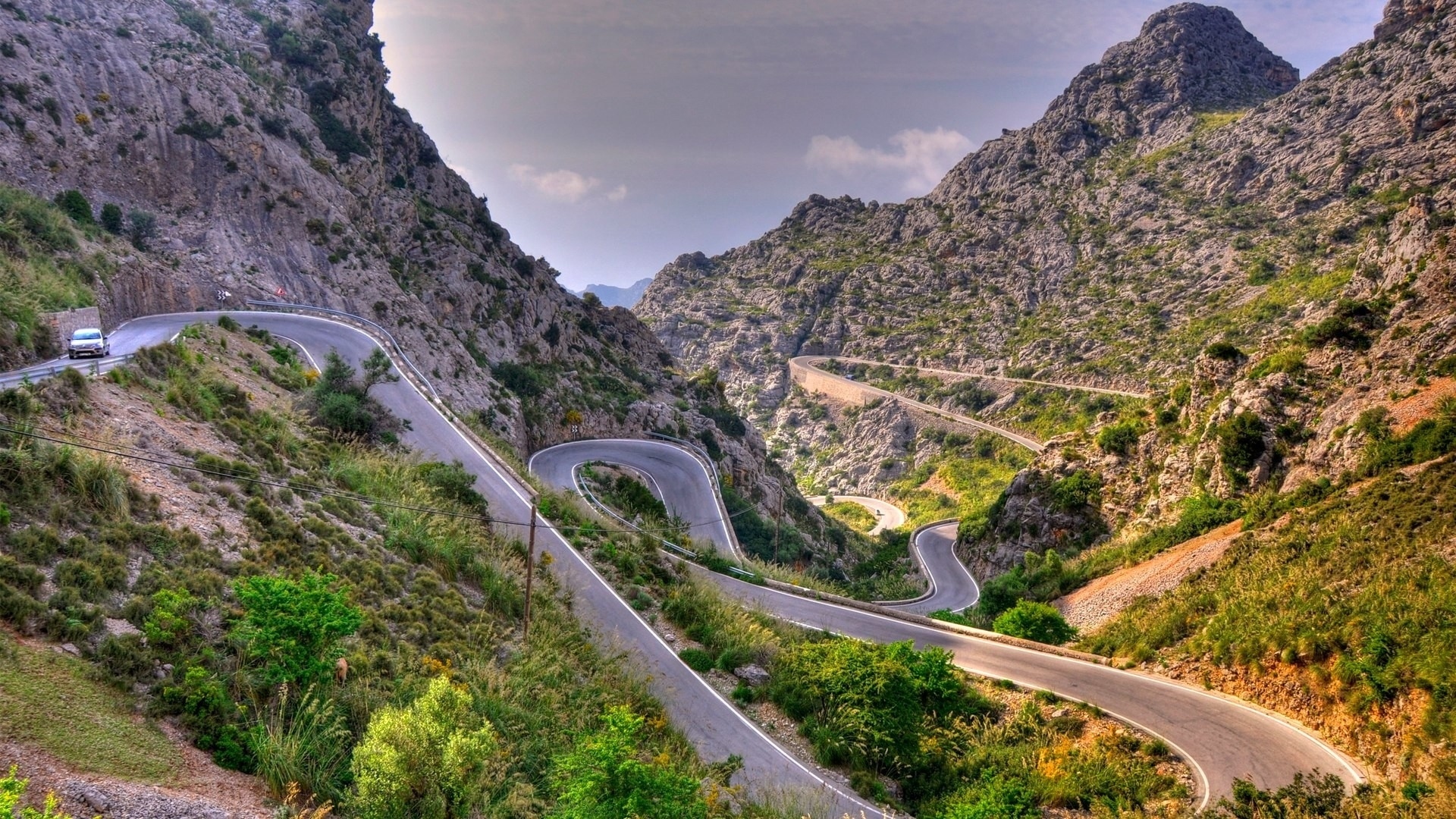 Download mobile wallpaper Mountain, Road, Spain, Man Made, Mallorca for free.