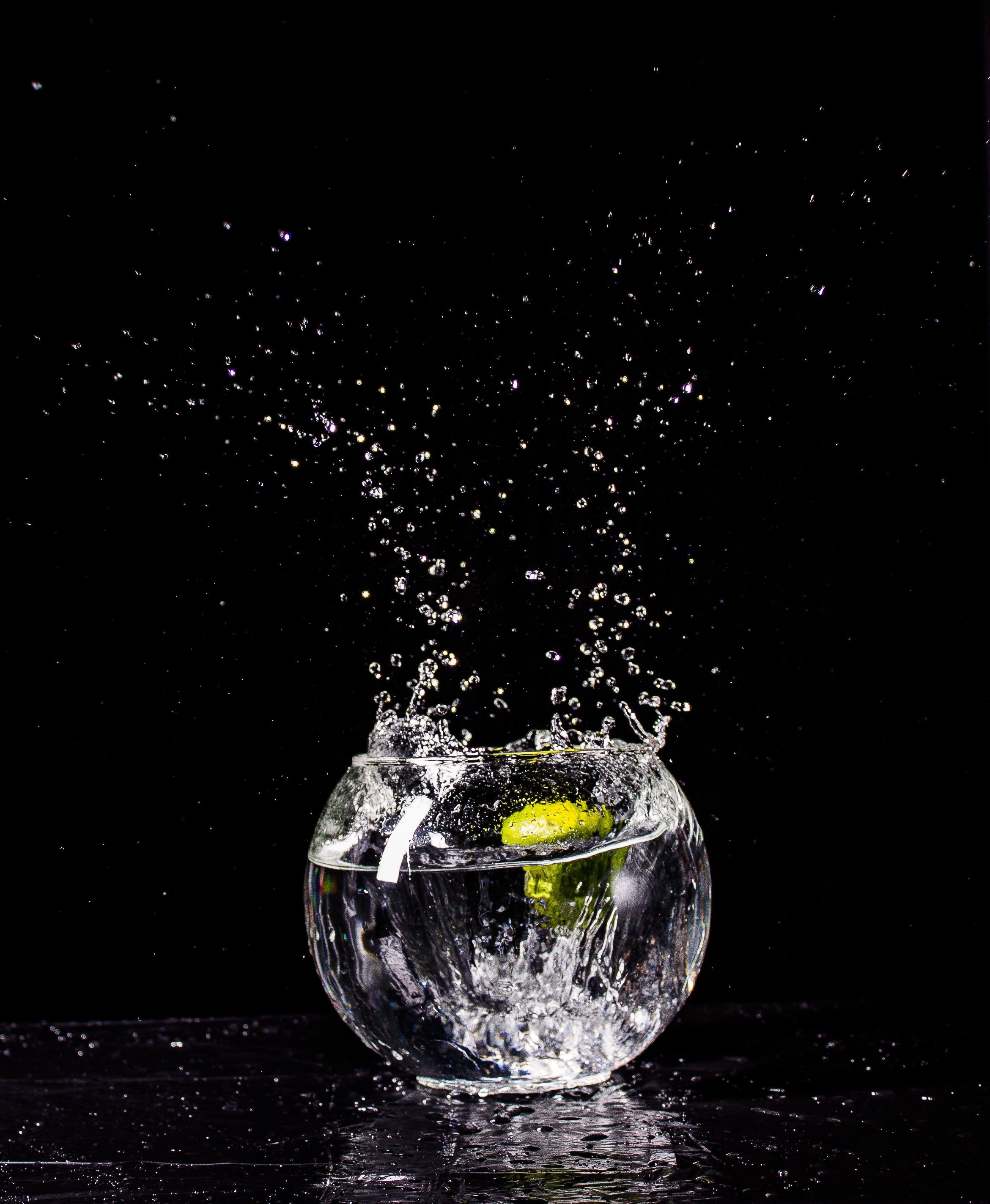 glass, black, splash, drops, water HD wallpaper