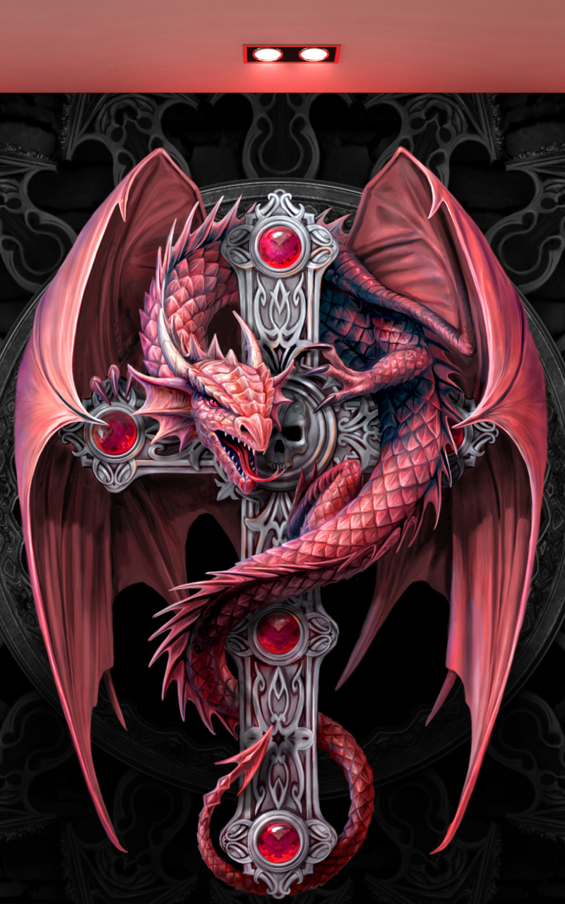 Download mobile wallpaper Fantasy, Gothic, Dragon, Cross for free.