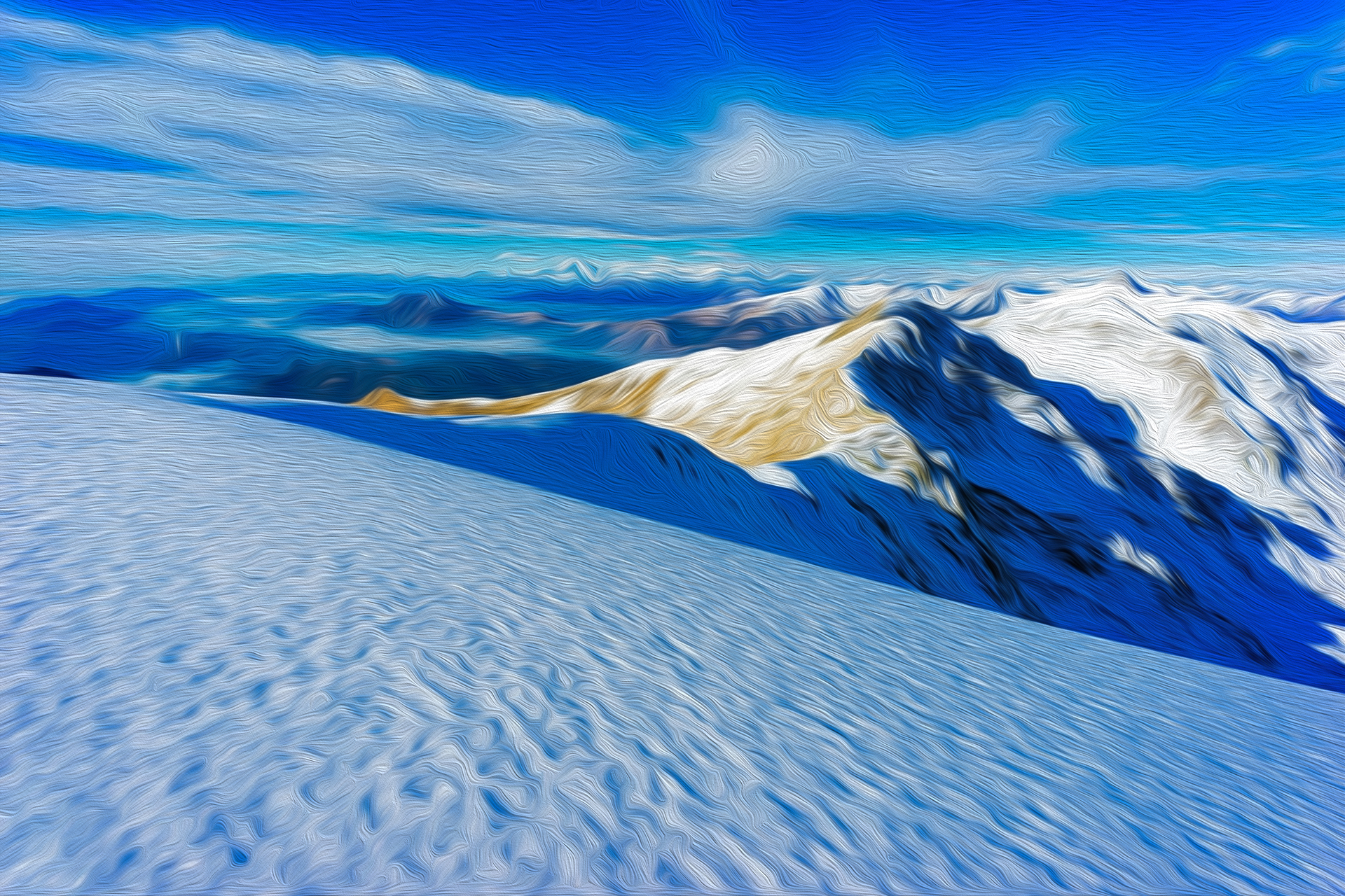 Free download wallpaper Winter, Mountains, Snow, Mountain, Earth, Painting, Oil Painting on your PC desktop