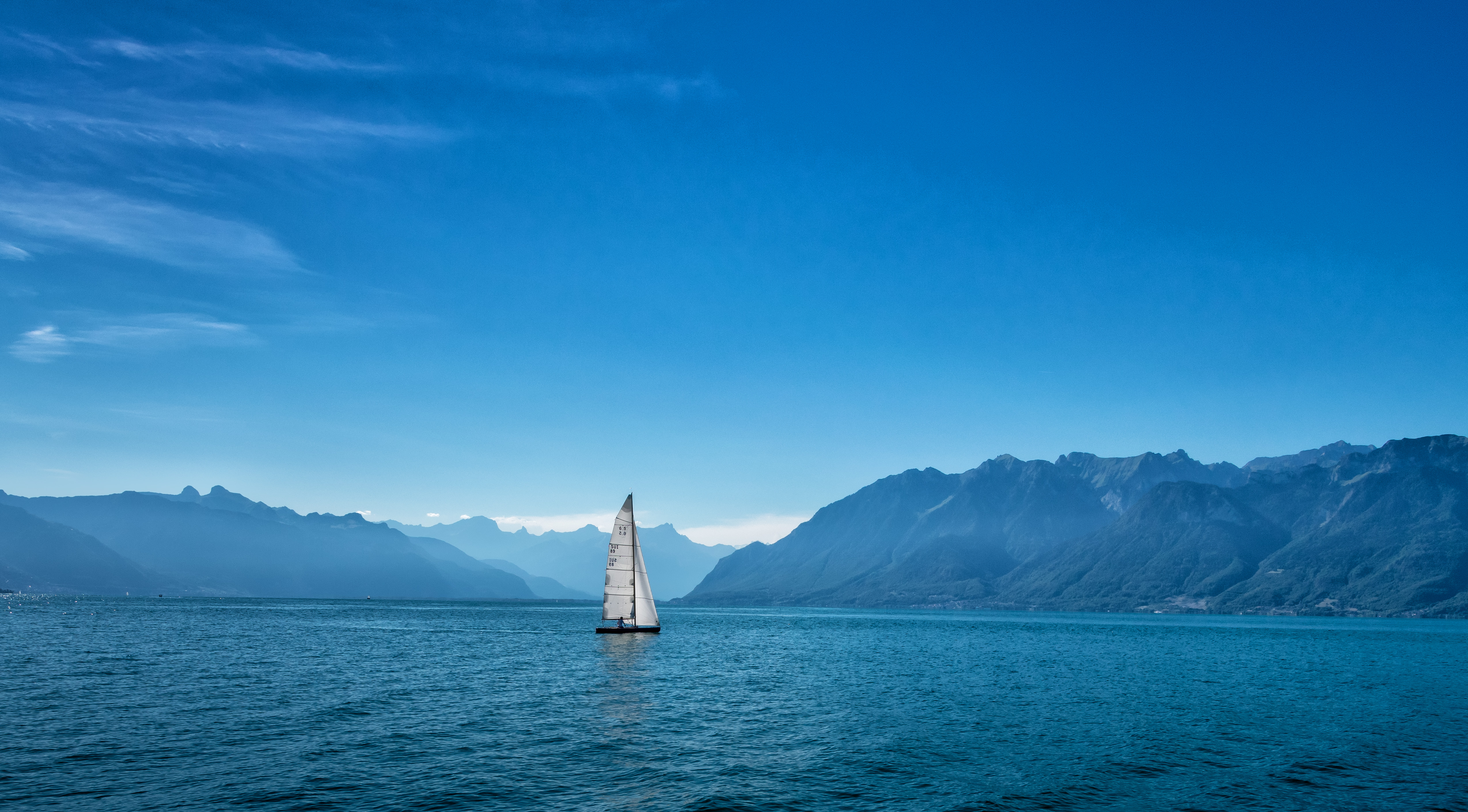 nature, mountains, sailboat, sea, sailfish, ship HD wallpaper