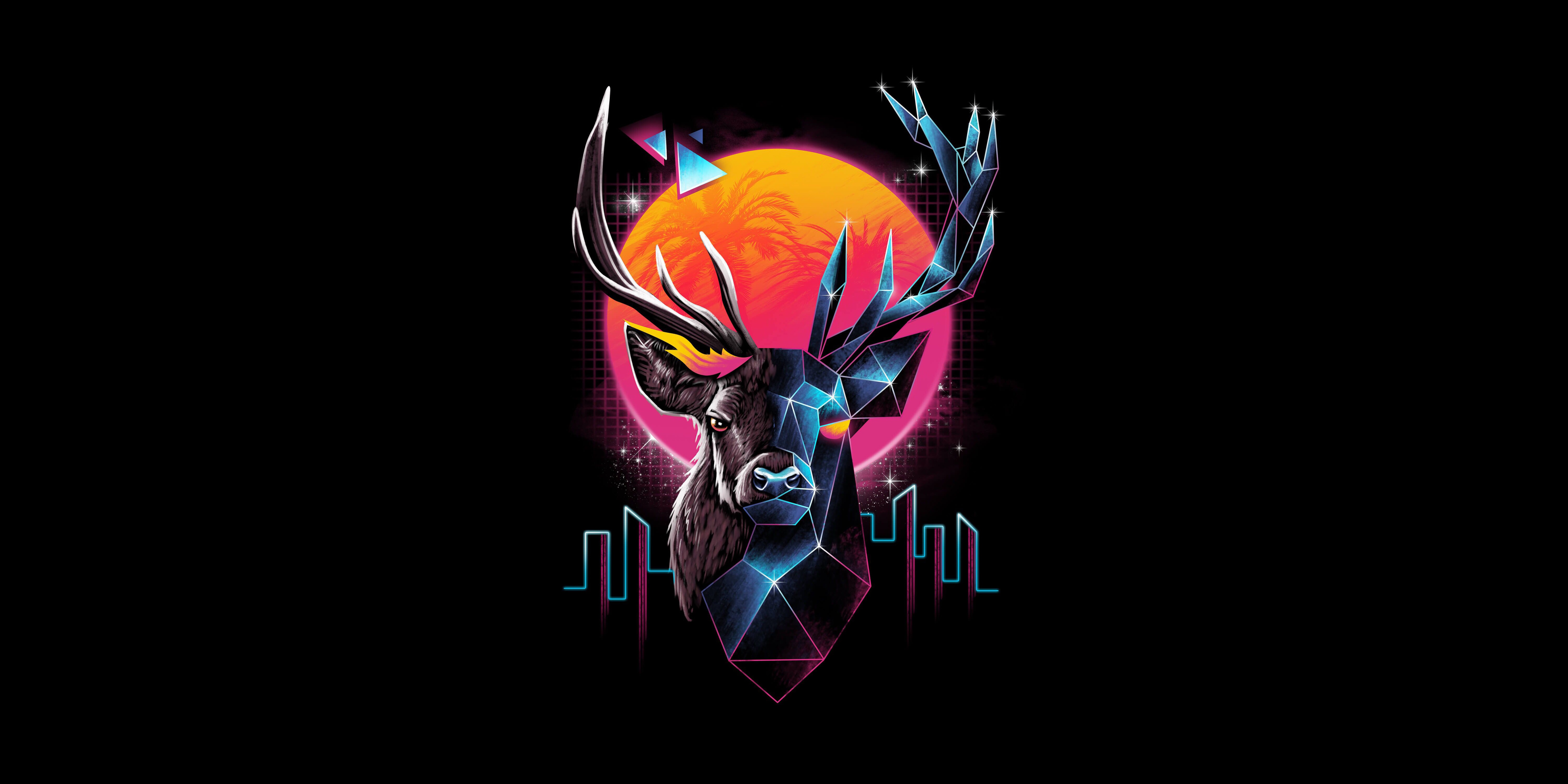 Free download wallpaper Animal, Retro, Deer, Artistic on your PC desktop
