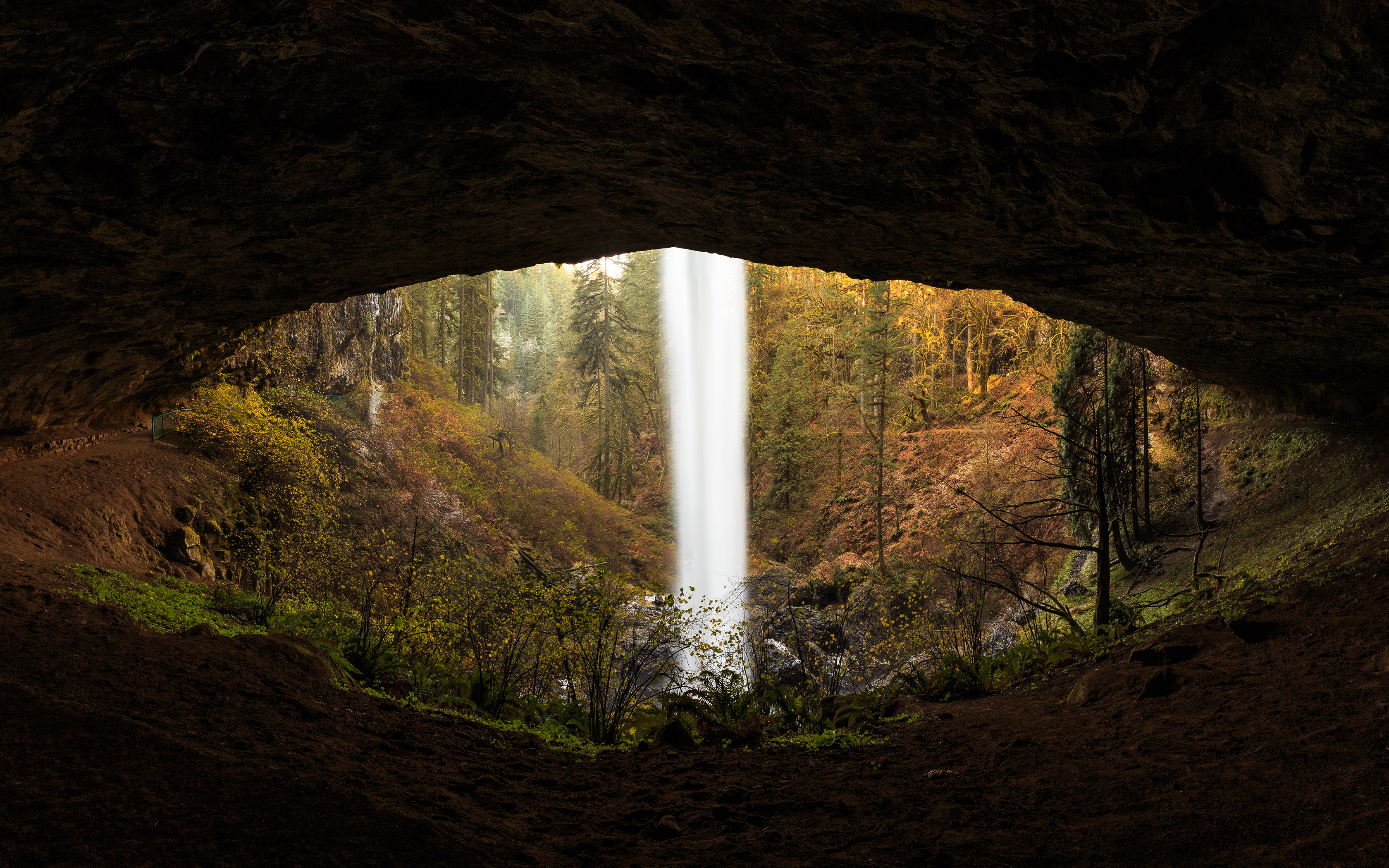 無料モバイル壁紙自然, 洞窟, 滝, 地球をダウンロードします。