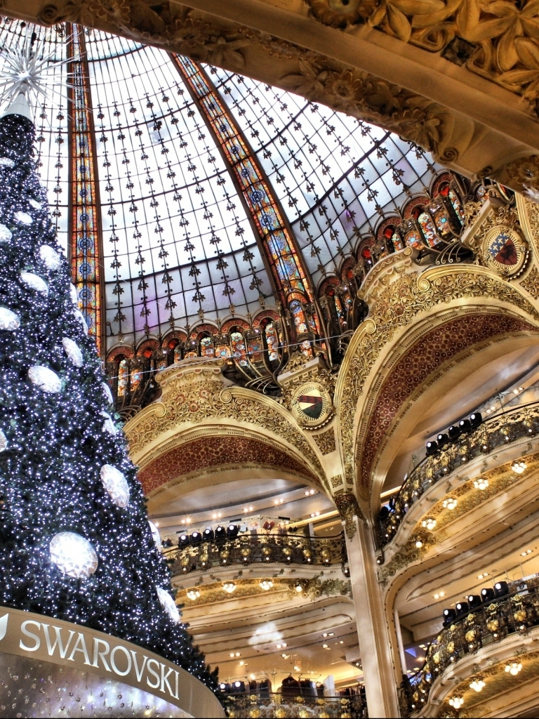 Скачать картинку Париж, Рождество, Рождественская Елка, Праздничные, Рождественские Огни в телефон бесплатно.