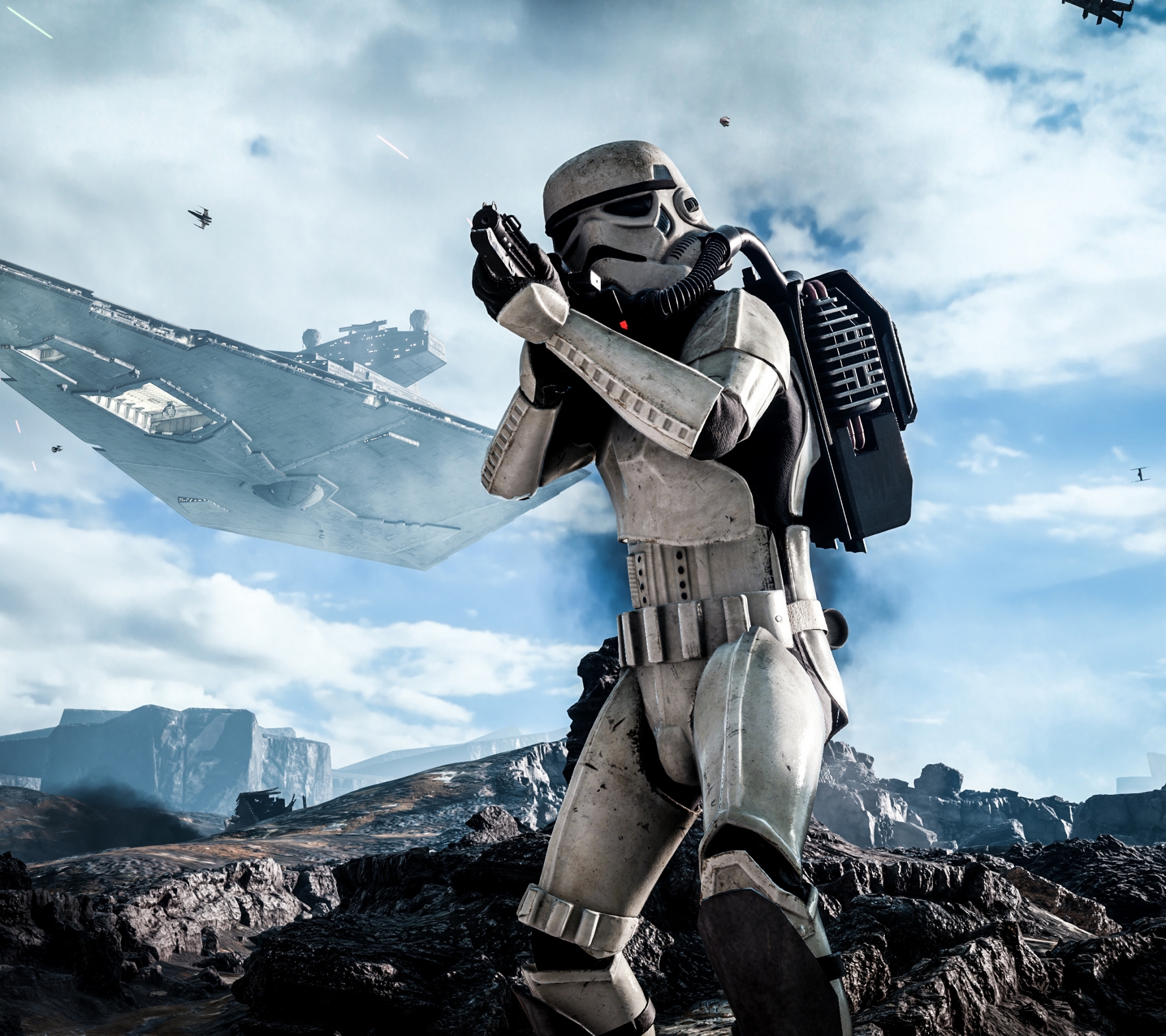 Laden Sie das Computerspiele, Krieg Der Sterne, Sturmtruppler, Sternenzerstörer, Star Wars Battlefront (2015)-Bild kostenlos auf Ihren PC-Desktop herunter