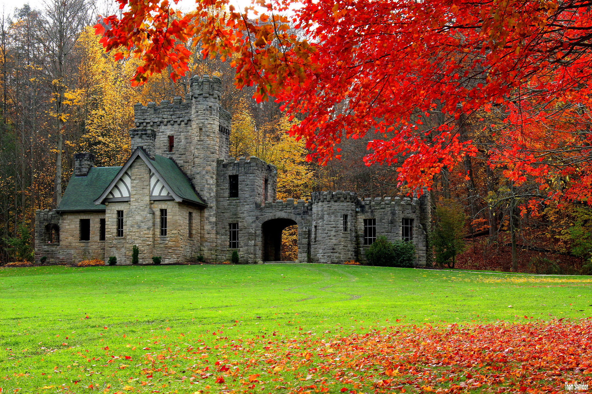 425233 скачать картинку осень, замки, сделано человеком, замок, архитектура, огайо, сквайрский замок, дерево - обои и заставки бесплатно