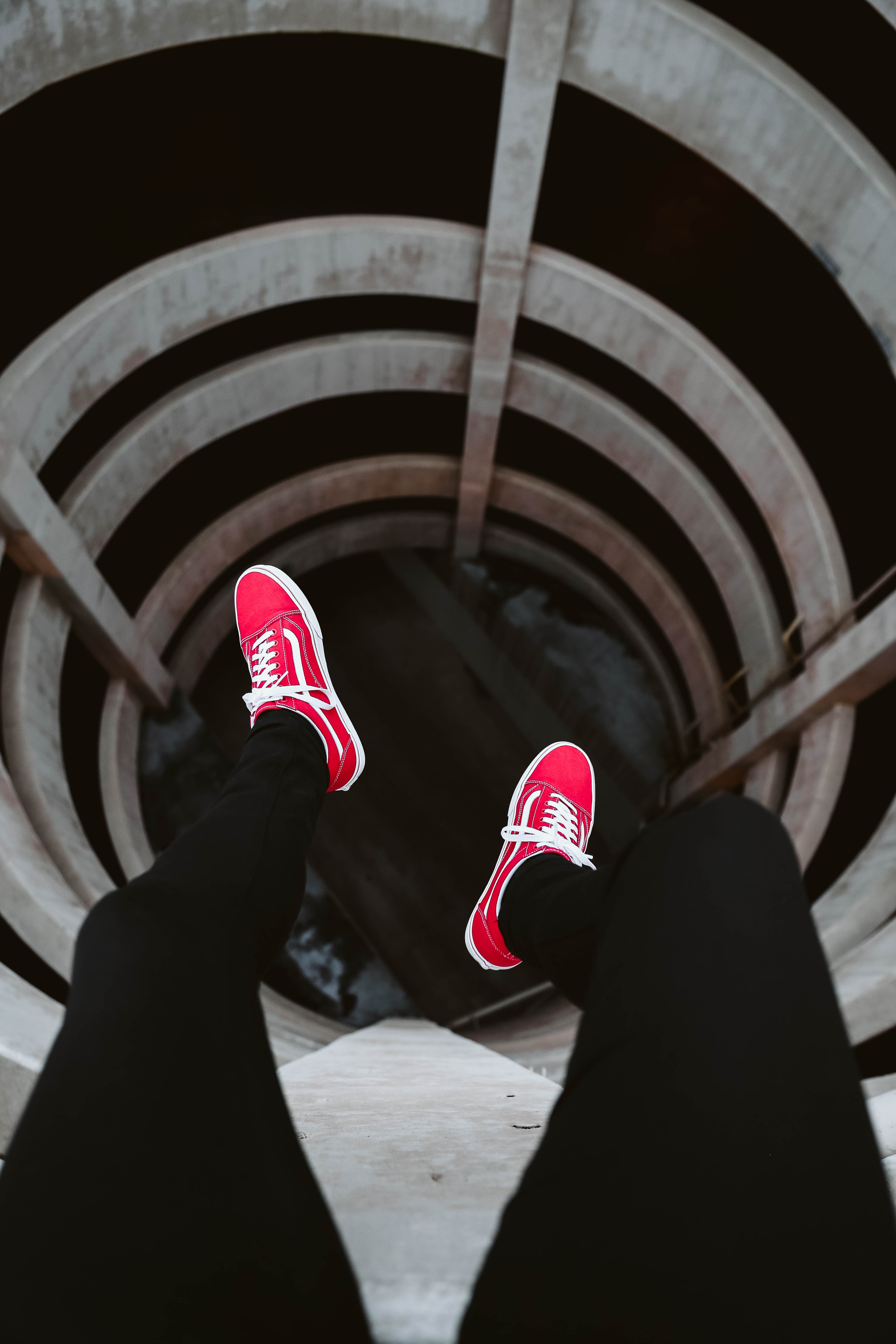 Download mobile wallpaper Tunnel, Miscellaneous, Footwear, Miscellanea, Legs, Sneakers, Shoes for free.