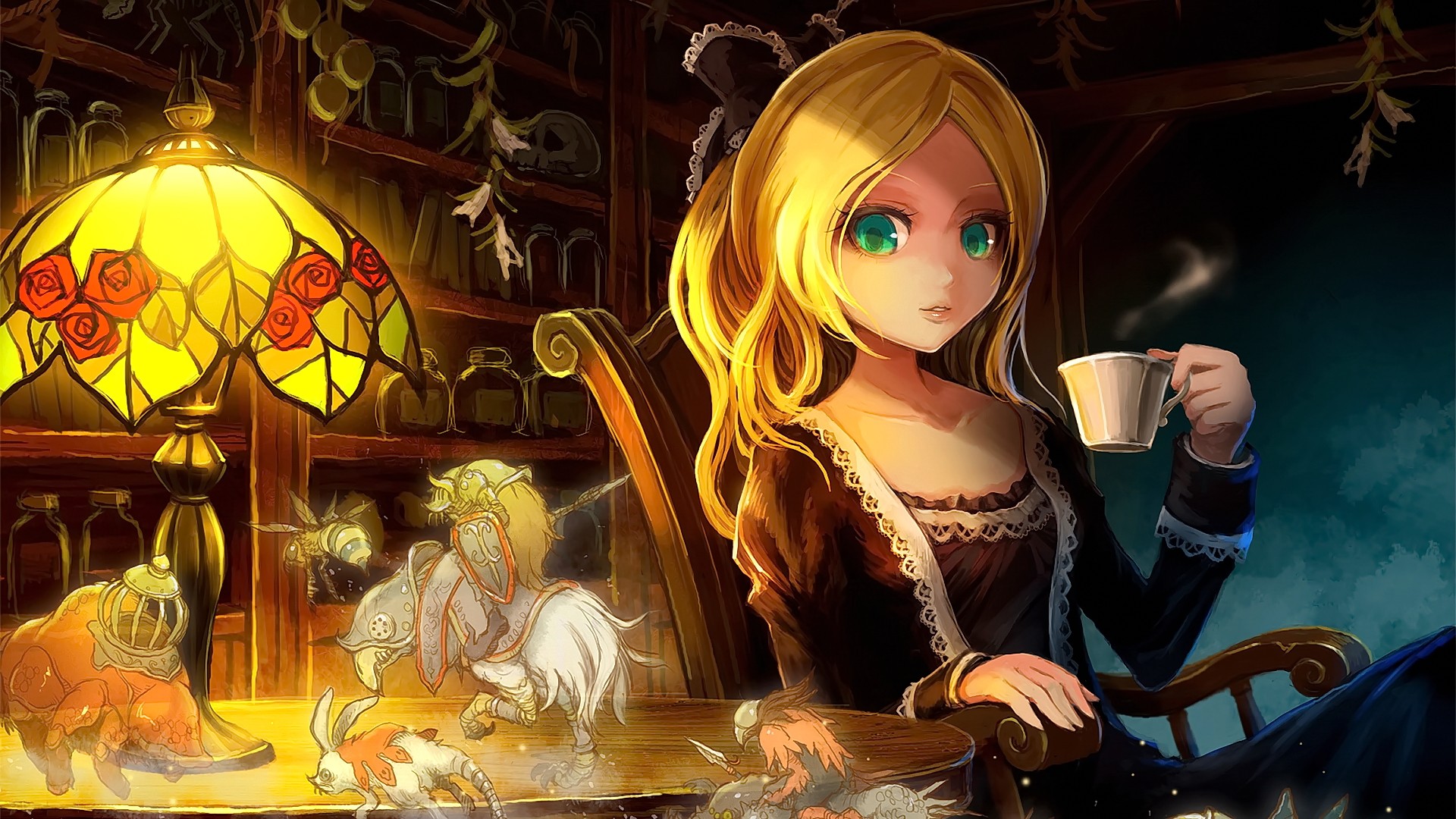 Free download wallpaper Anime, Girl, Blonde, Green Eyes, Long Hair on your PC desktop