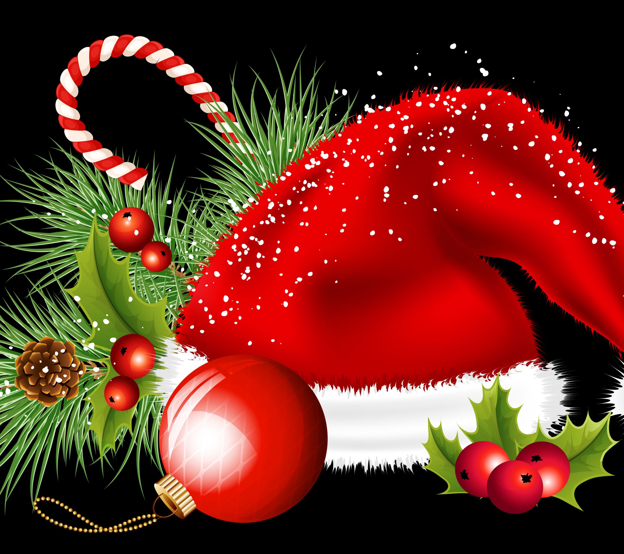 Baixar papel de parede para celular de Natal, Enfeites De Natal, Feriados, Gorro Do Papai Noel, Bengala Doce gratuito.