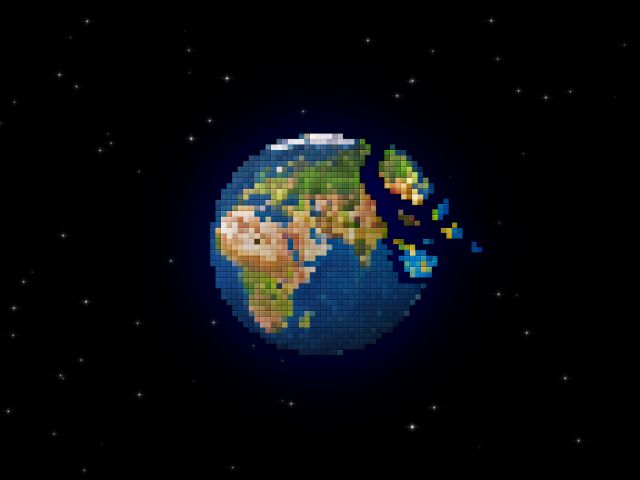 Descarga gratis la imagen Tierra, Espacio, Planeta, Artístico, Arte De Pixel en el escritorio de tu PC