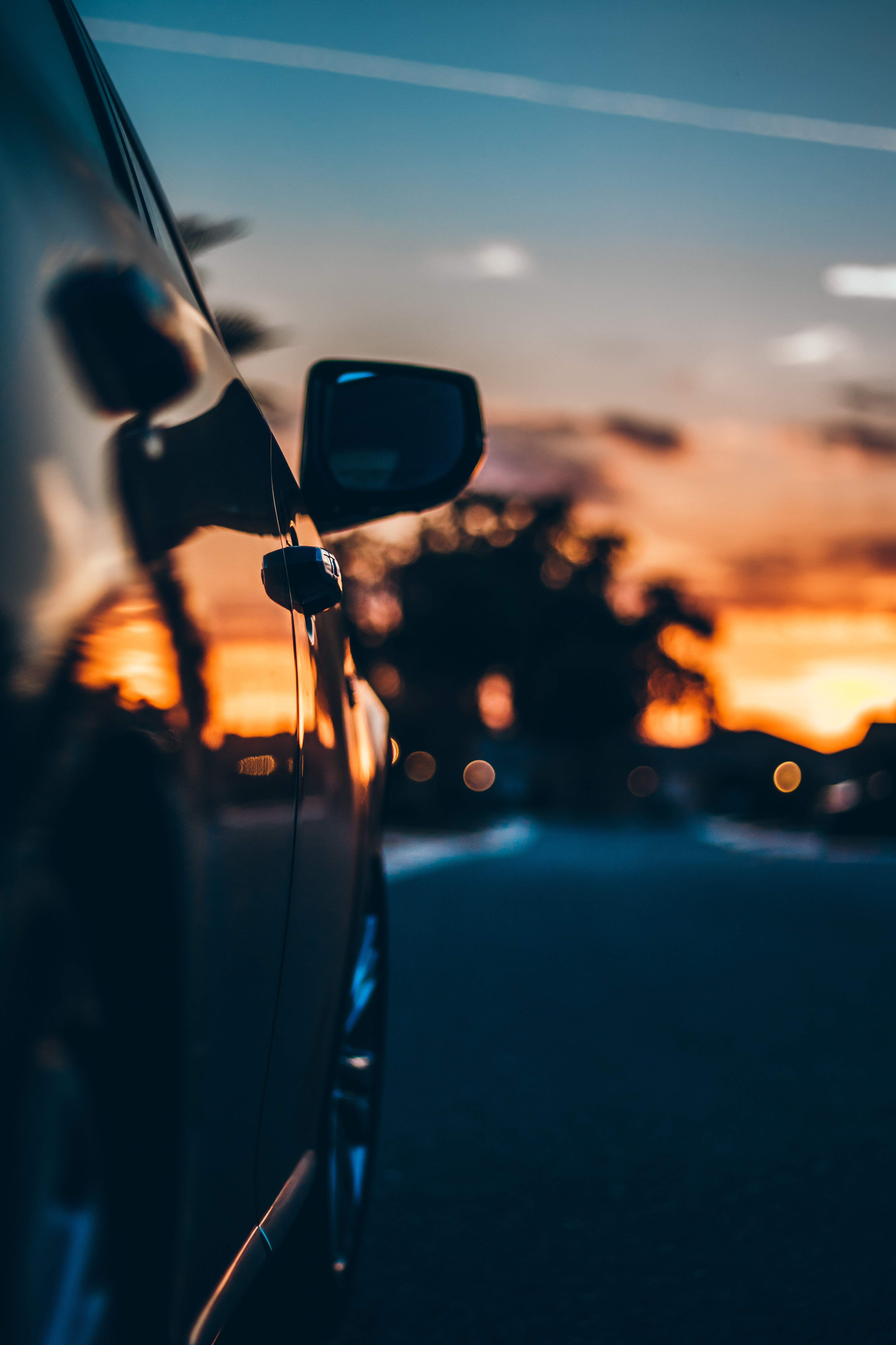 Download mobile wallpaper Movement, Traffic, Mirror Blur, Sunset, Cars, Car for free.