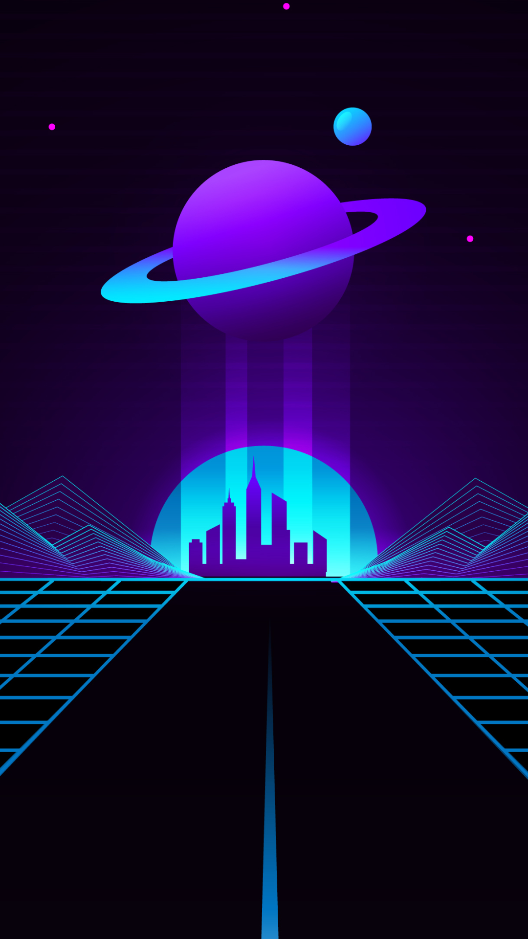 Download mobile wallpaper Planet, Artistic, Synthwave, Retro Wave for free.