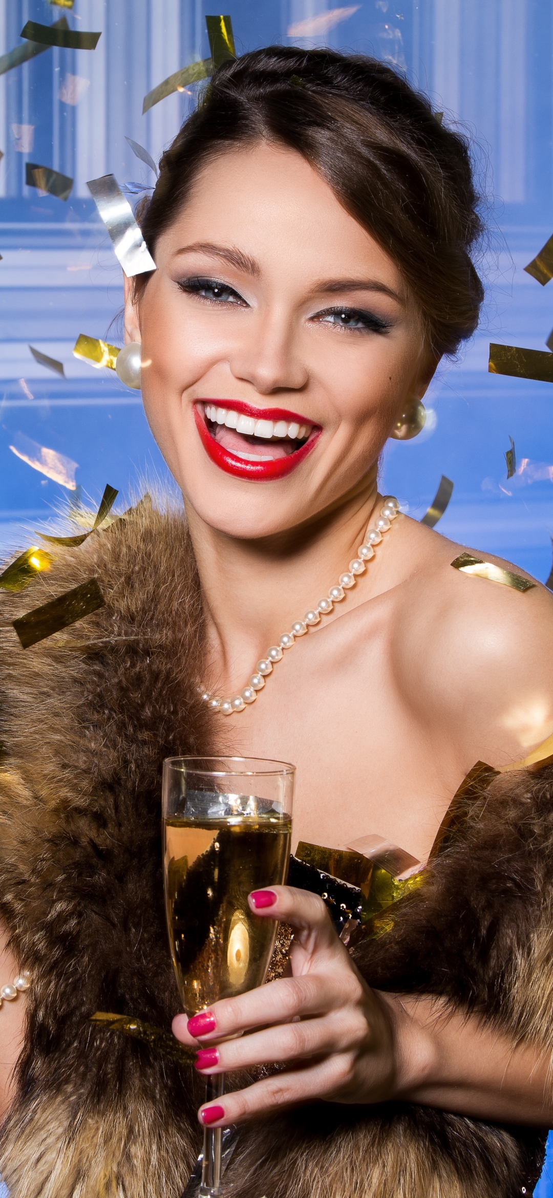 Download mobile wallpaper Smile, Drink, Model, Women, Lipstick for free.