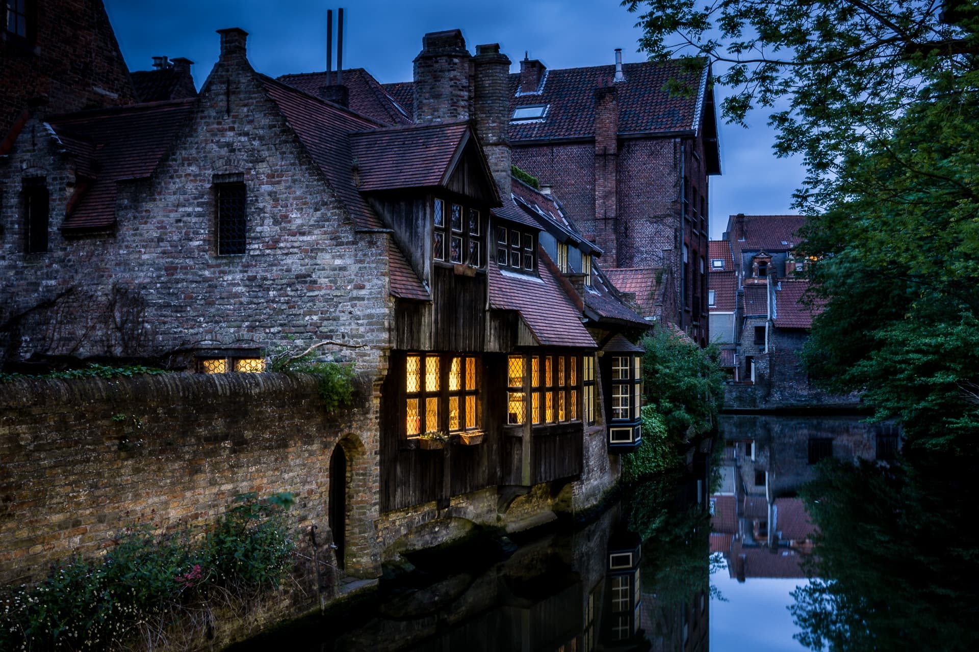 belgium, man made, ghent, canal, house, reflection, town, towns