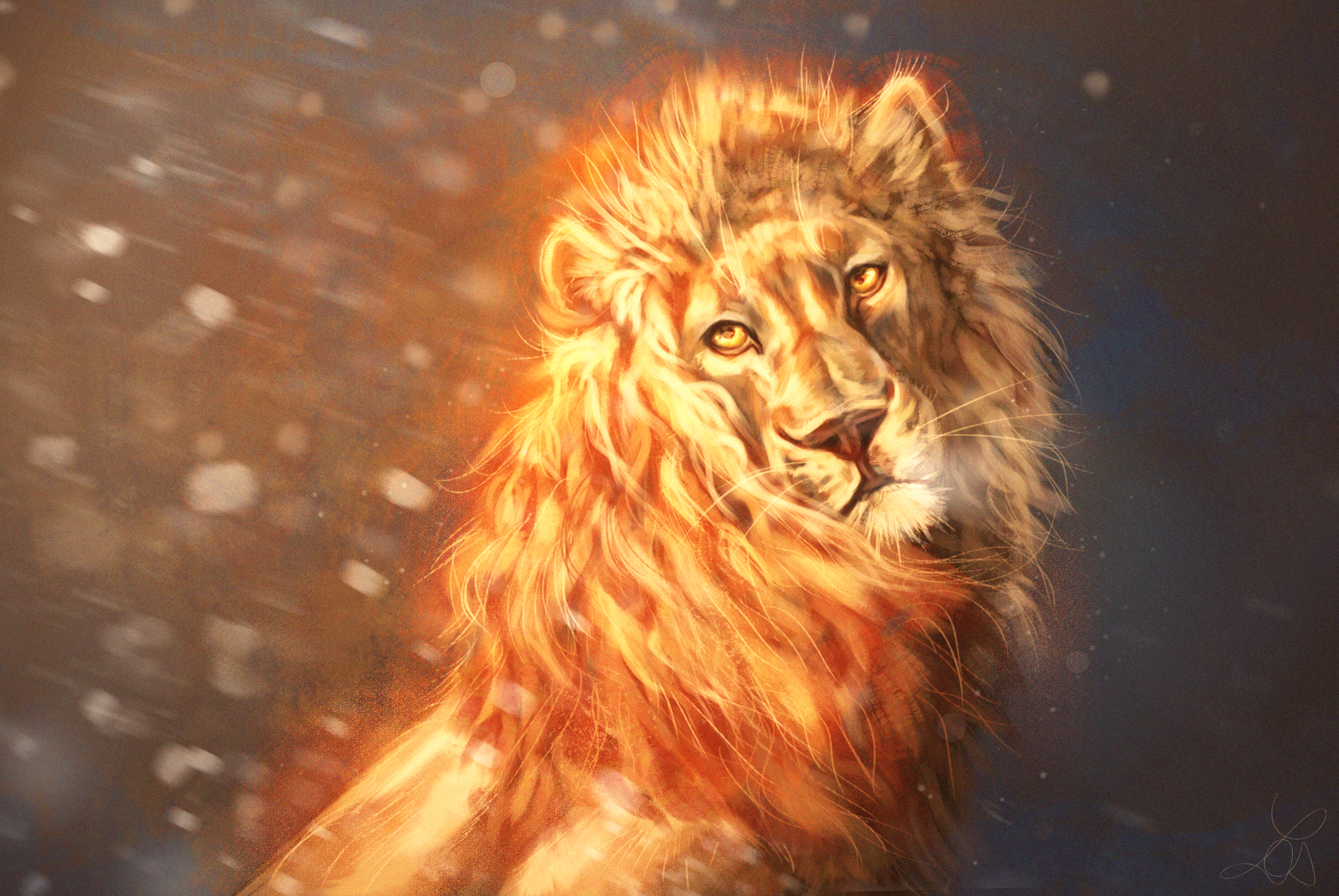 68697 descargar fondo de pantalla león, opinión, arte, un leon, depredador, visión, rey de las bestias: protectores de pantalla e imágenes gratis