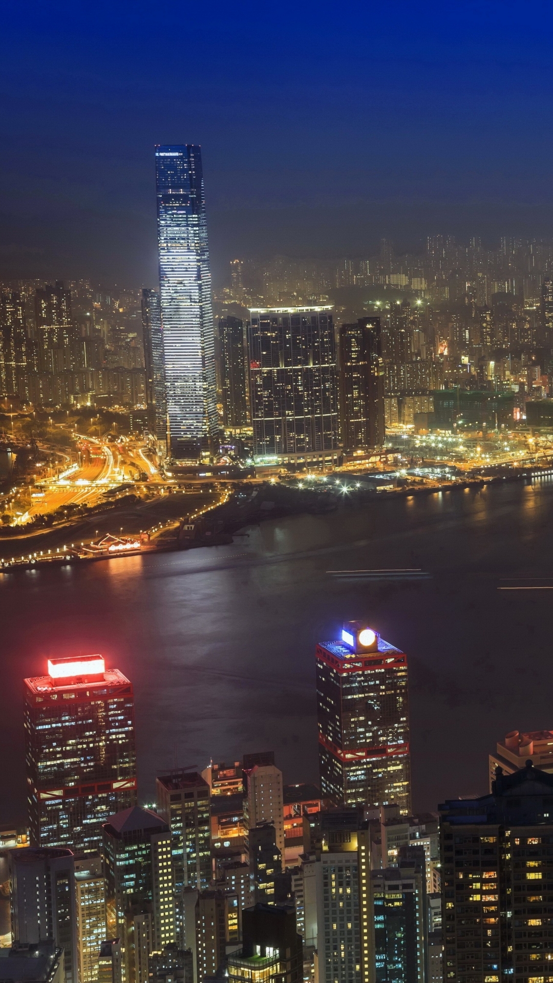Скачать картинку Города, Ночь, Китай, Гонконг, Сделано Человеком, Кита́й в телефон бесплатно.