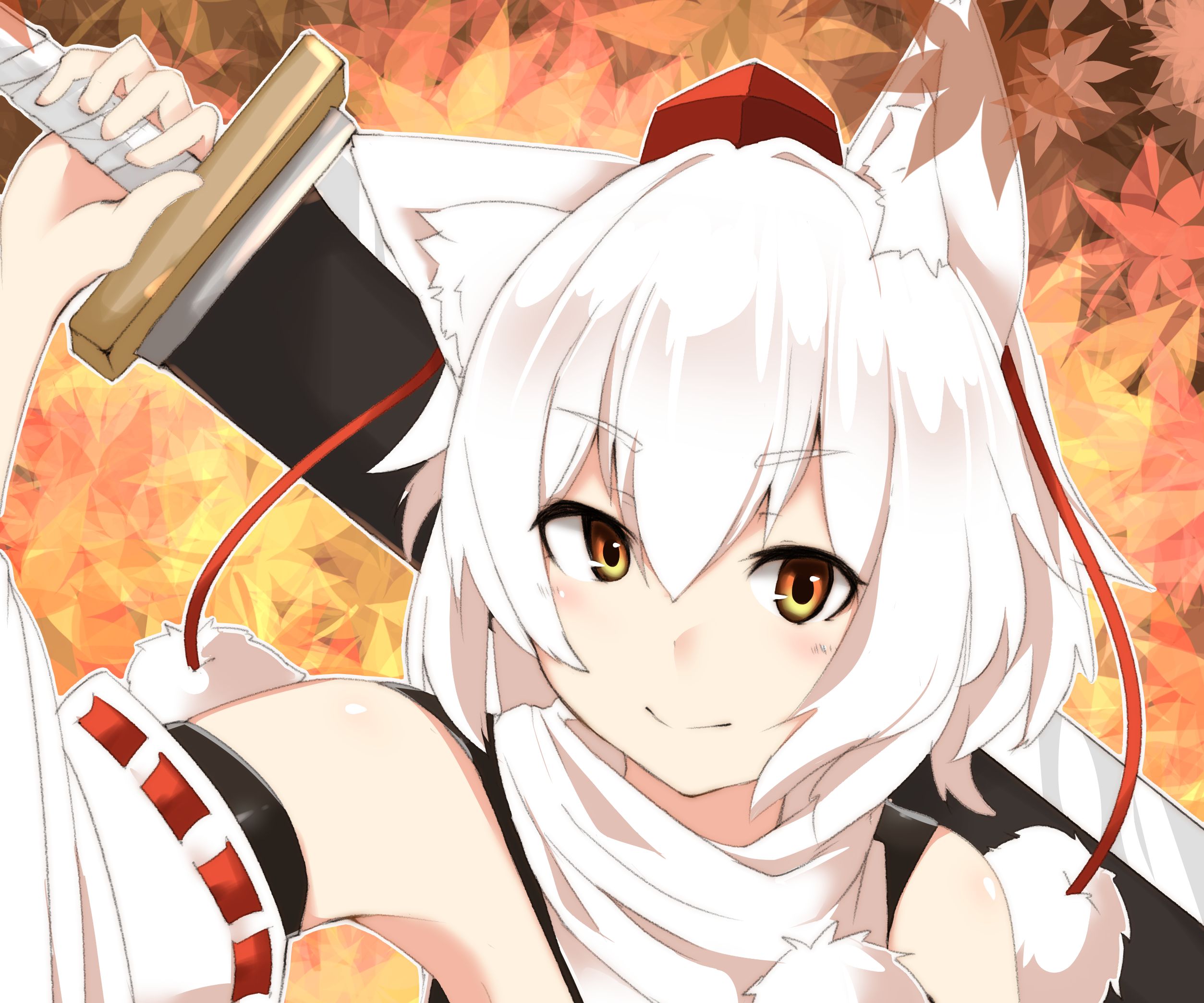 Handy-Wallpaper Animes, Tuhu, Weißes Haar, Momiji Inubashiri kostenlos herunterladen.