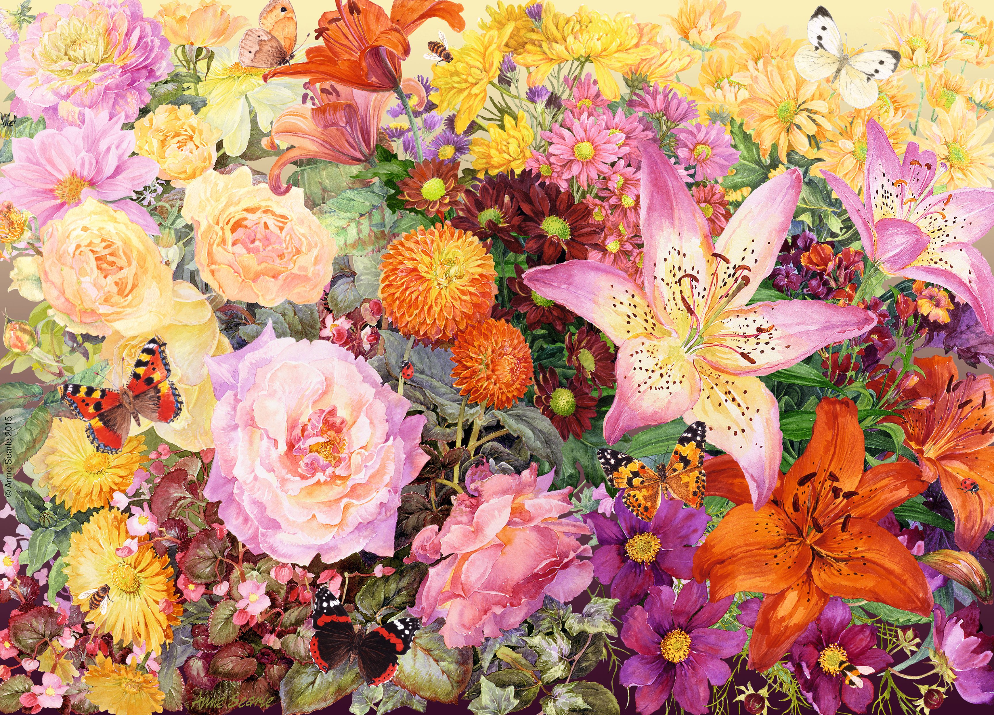 Handy-Wallpaper Schmetterlinge, Blumen, Blume, Farben, Bunt, Malerei, Künstlerisch kostenlos herunterladen.